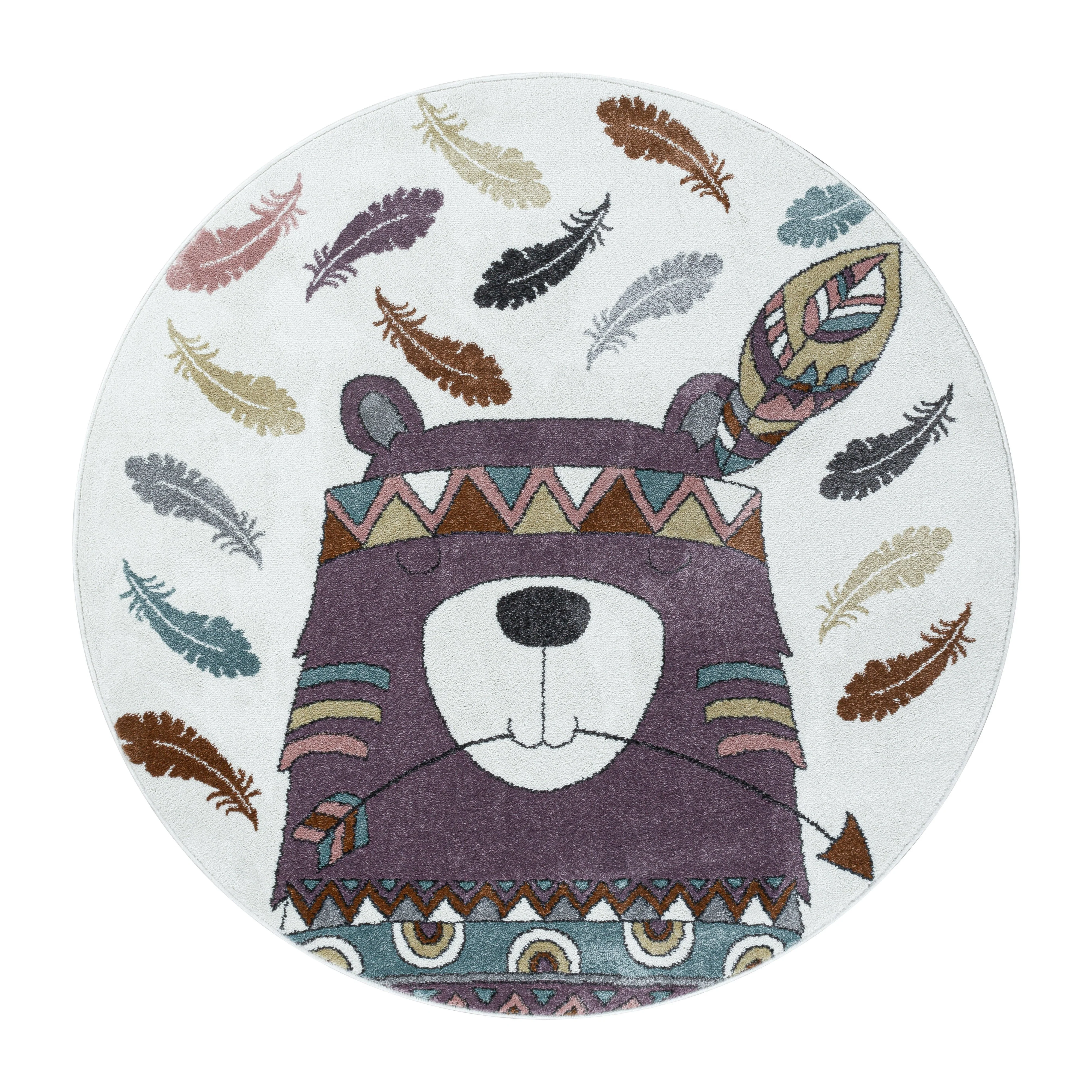 Violetter Kinderzimmer Teppich mit Indianer-Motiv - Image 4