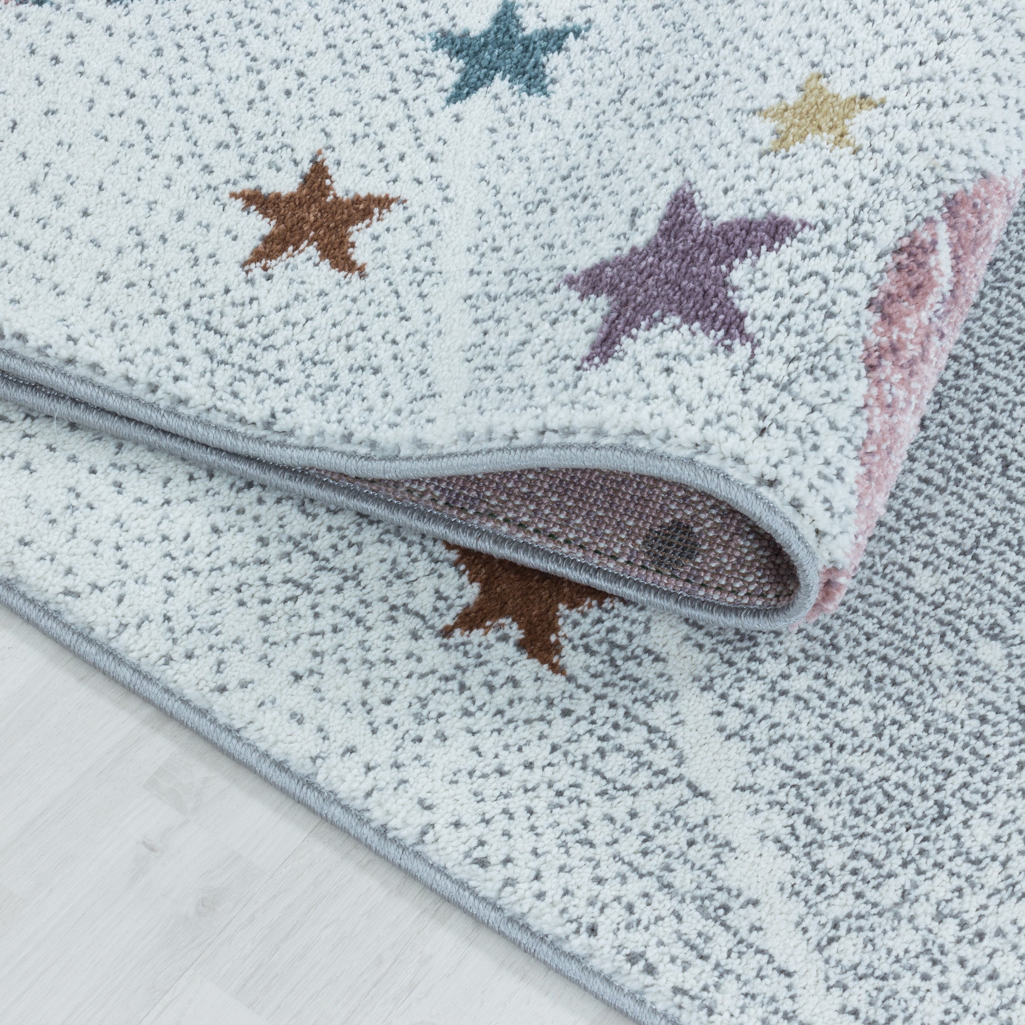 Kurzflor Kinderteppich Design Planet Weltall Mond Kinderzimmer Teppich Weiss - Image 6