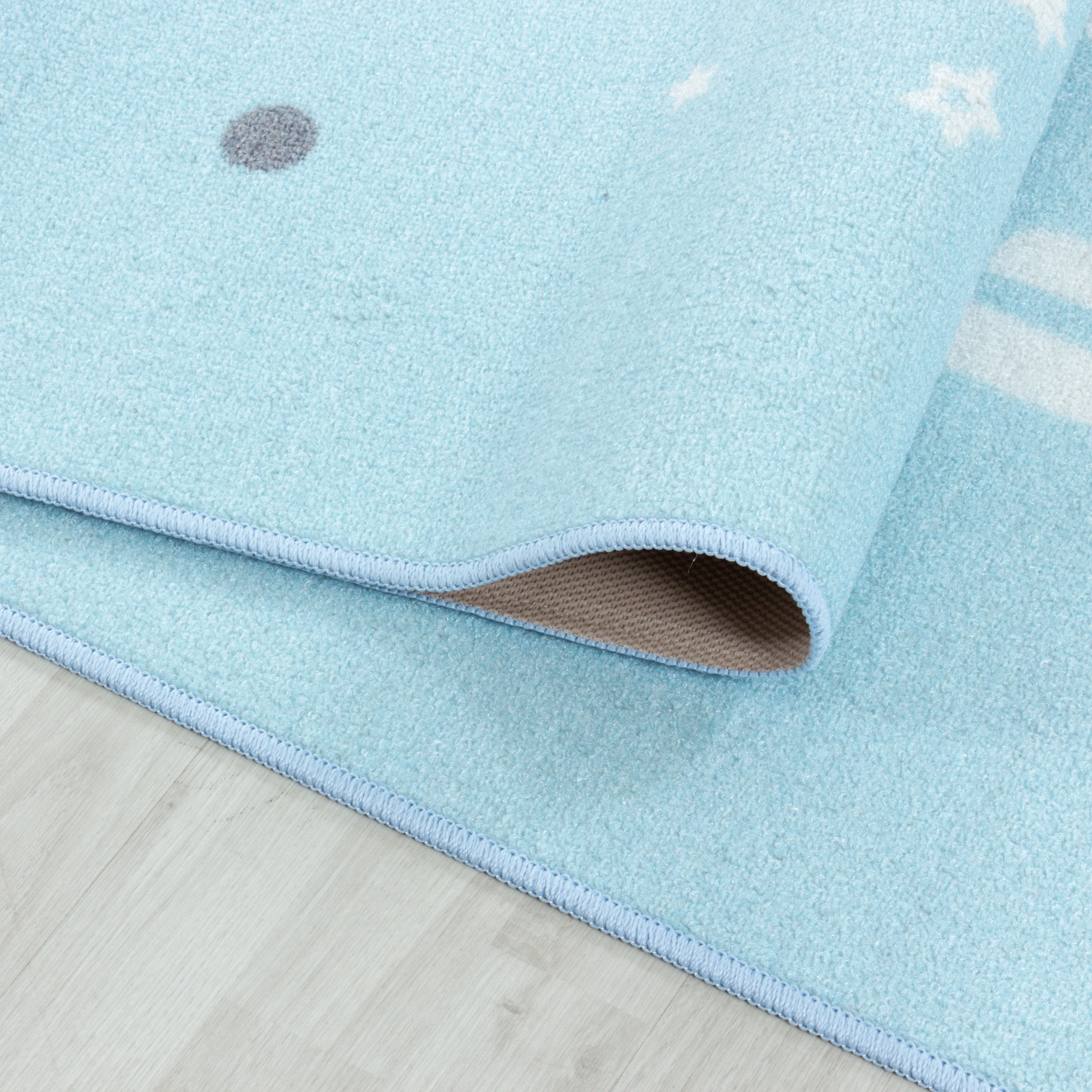 Kurzflor Spielteppich für Babys mit Sternmotiven in Blau - Image 6