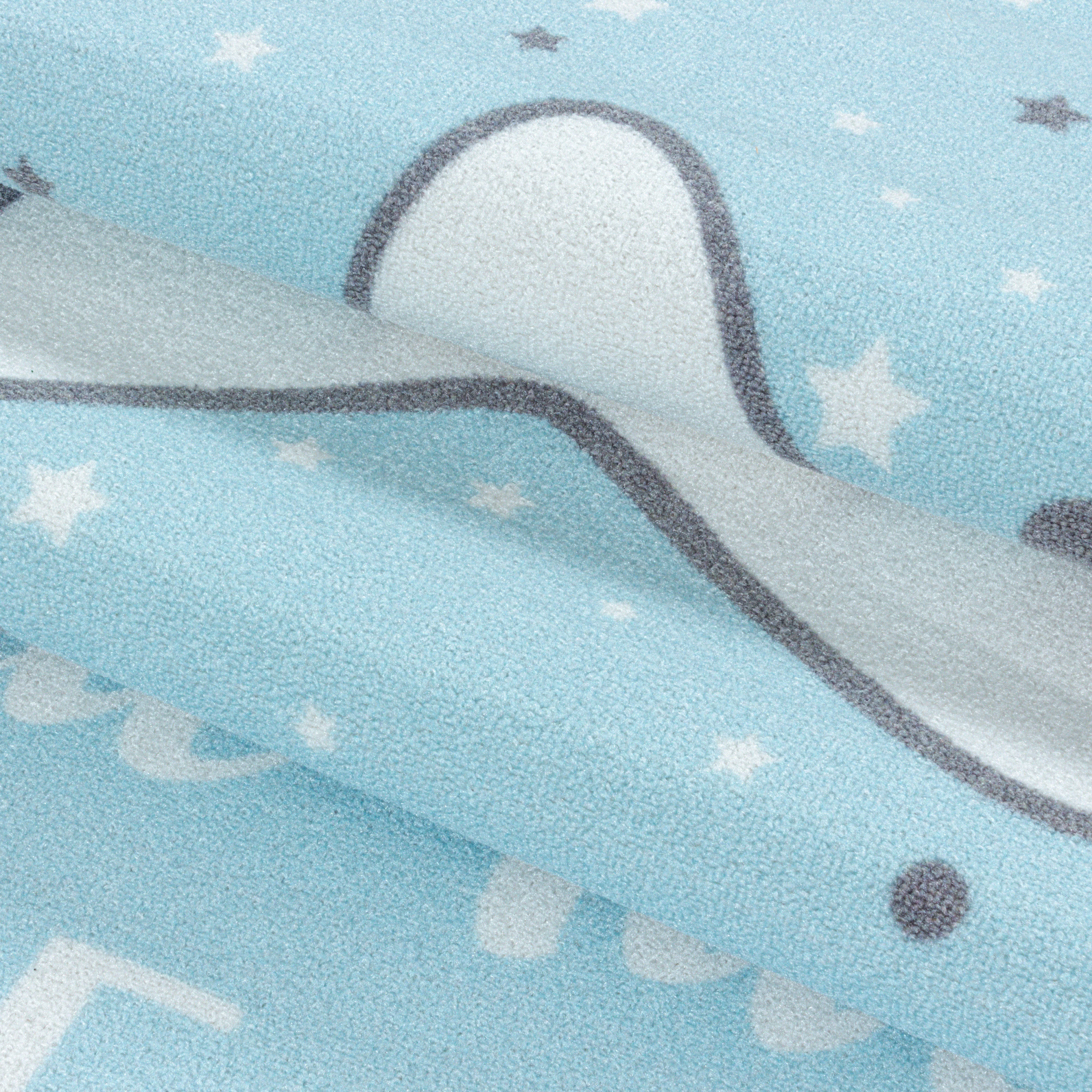 Kurzflor Spielteppich für Babys mit Sternmotiven in Blau - Image 7