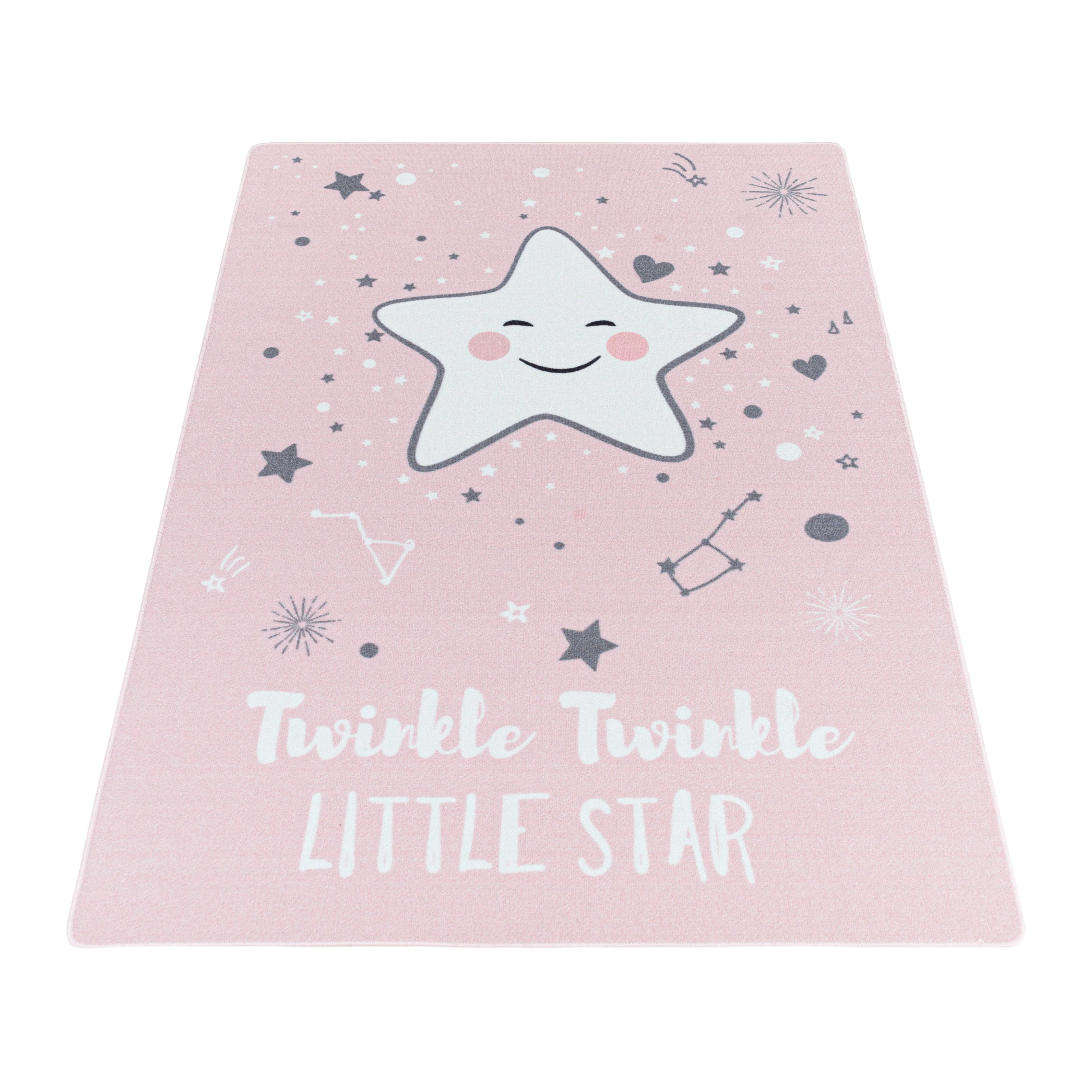 Kinderzimmer Spielteppich Kurzflor mit Stern – Pink - Image 3