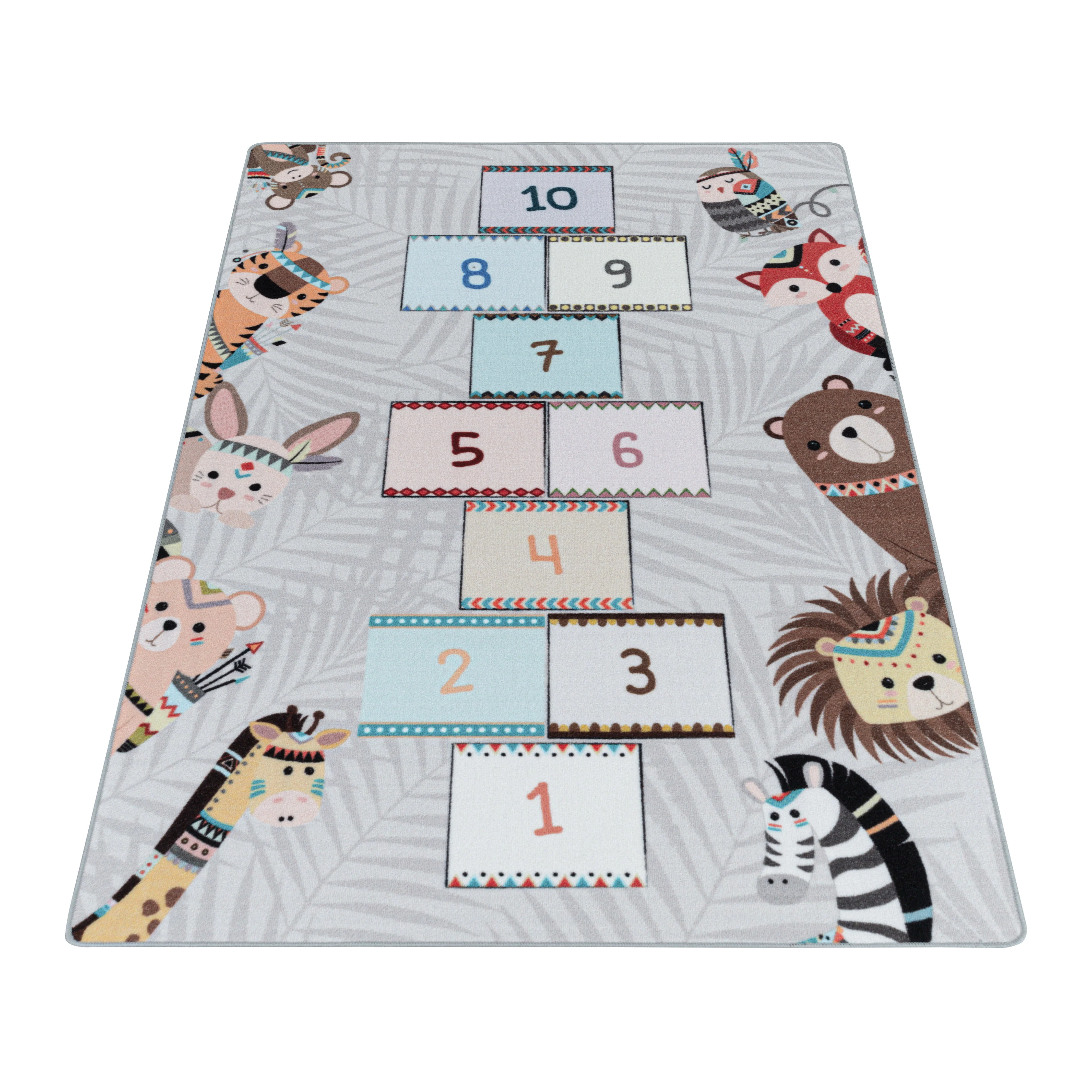 Kurzflor Kinderteppich Spielteppich Kinderzimmer Teppich Motiv Himmel Hölle Grau - Image 3