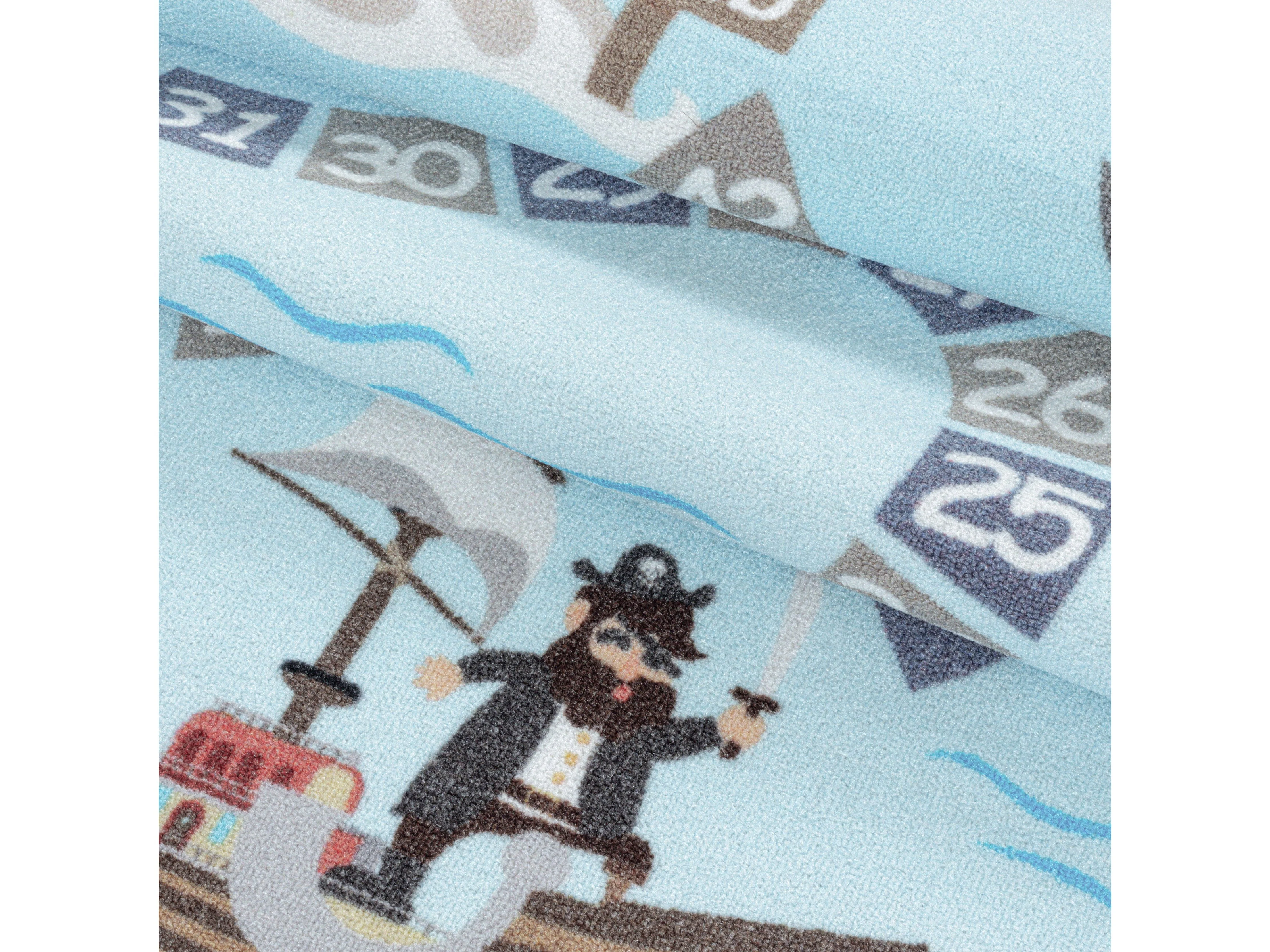 Kurzflor Kinderteppich Spielteppich Kinderzimmer Teppich Seefahrt Piraten Blau - Image 7