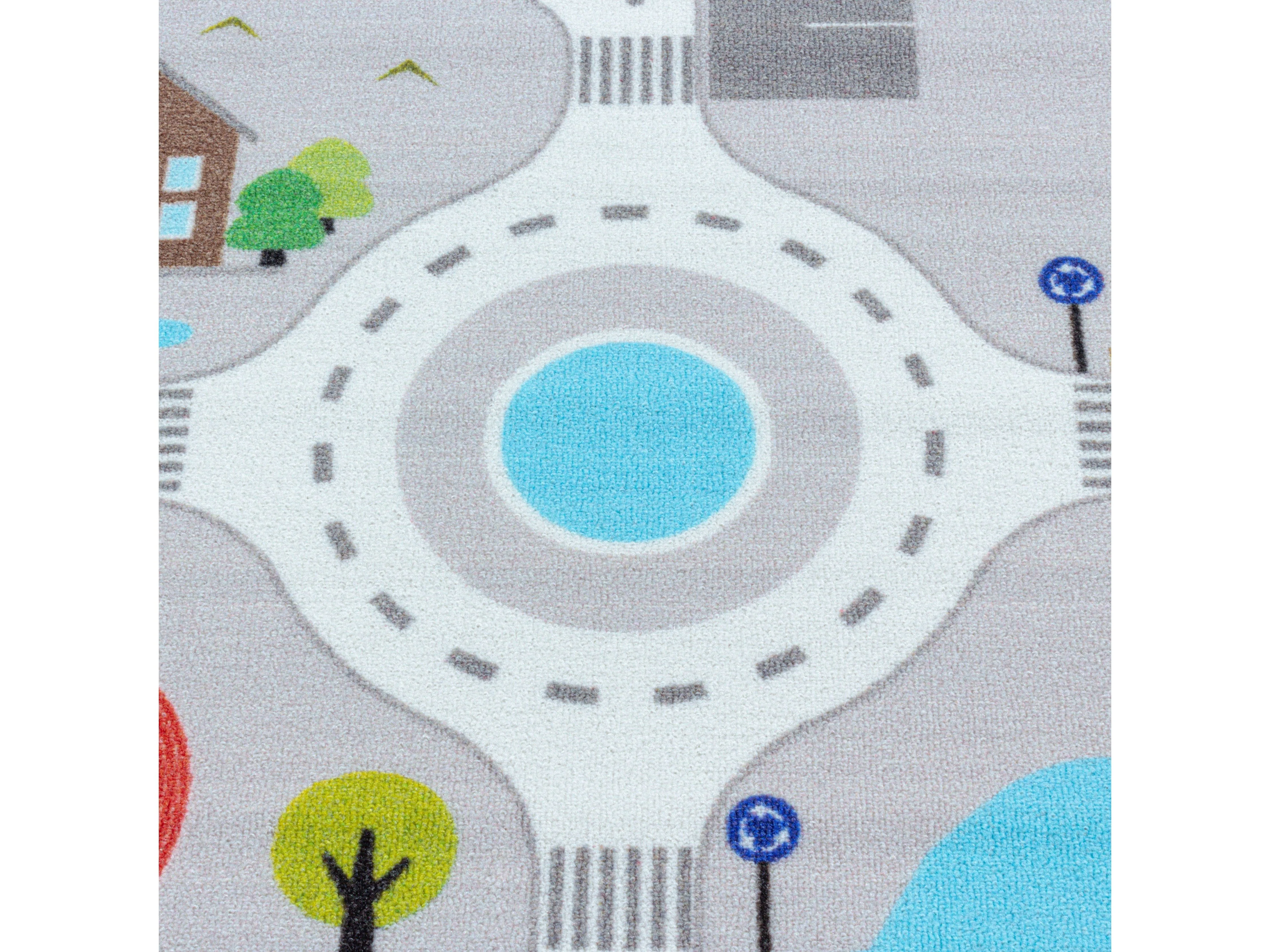 Kurzflor Kinderteppich Spielteppich Kinderzimmer Teppich Straße Verkehr Grau - Image 5