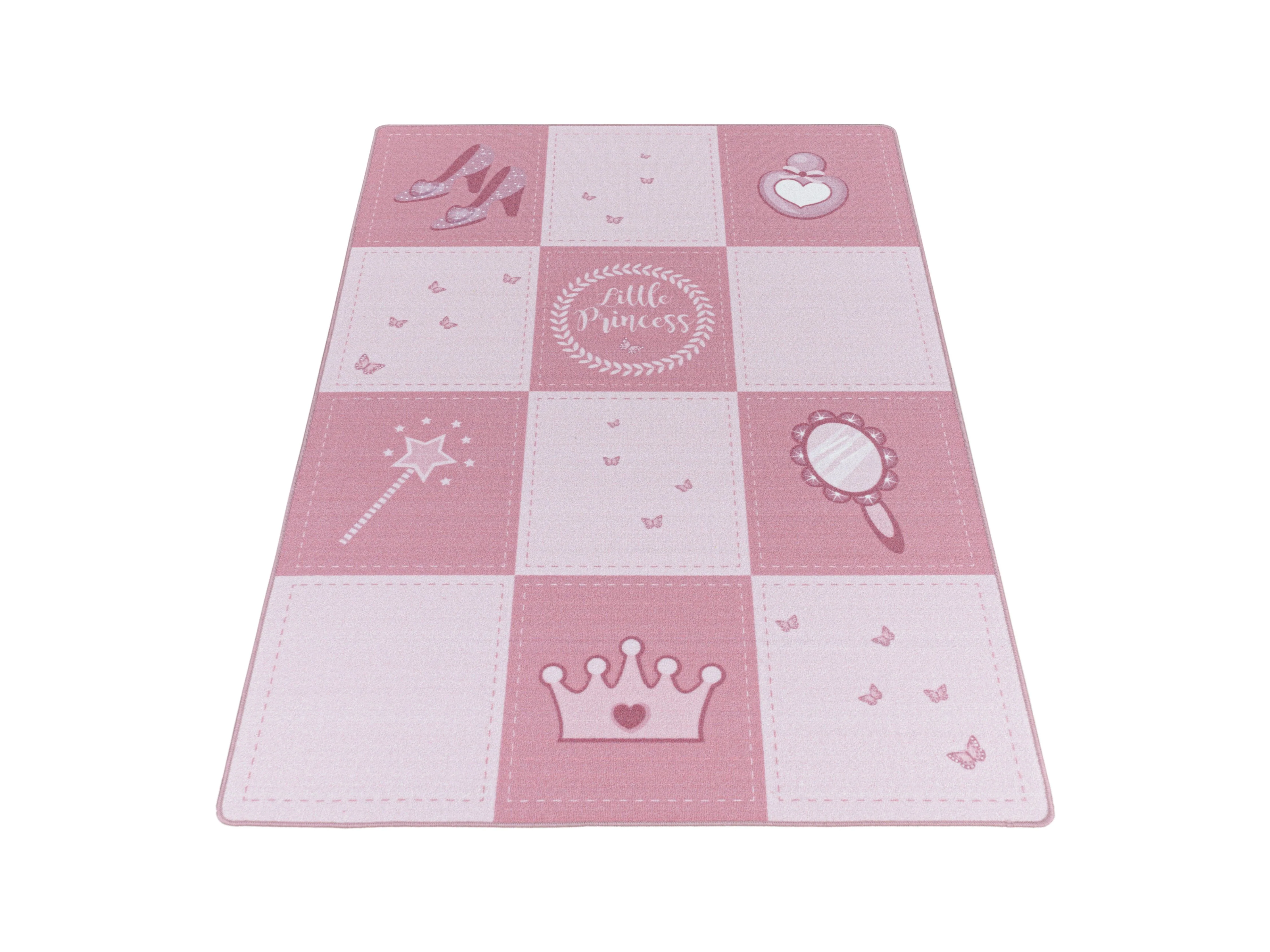 Kurzflor Kinderteppich Spielteppich Teppich Prinzessin Krone Zauberstab Pink - Image 3