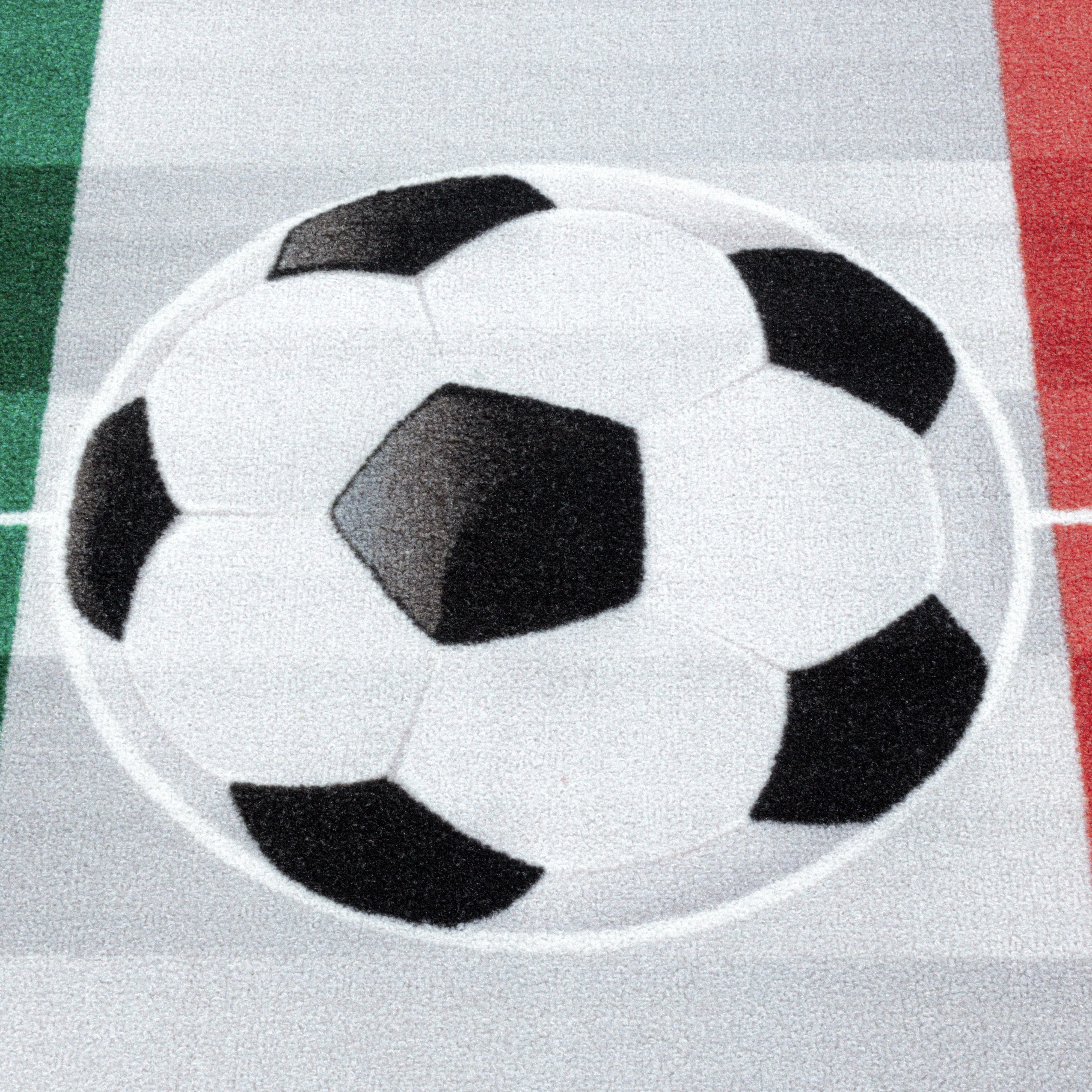 Kurzflor Teppich Kinderteppich Kinderzimmer Spielteppich Fussball Italien Weiss - Image 5