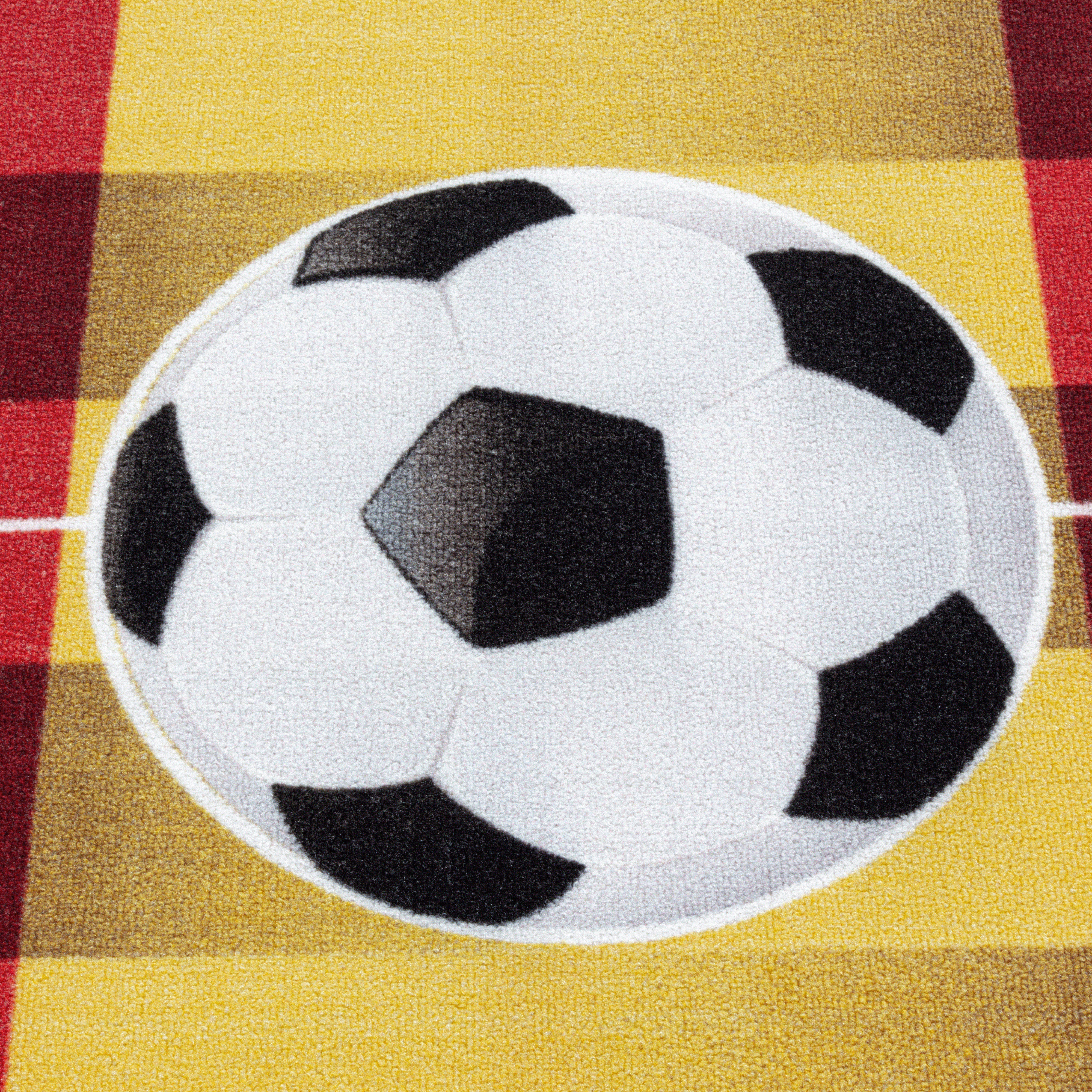 Kurzflor Teppich Kinderteppich Kinderzimmer Spielteppich Fussball Spanien Gelb - Image 5