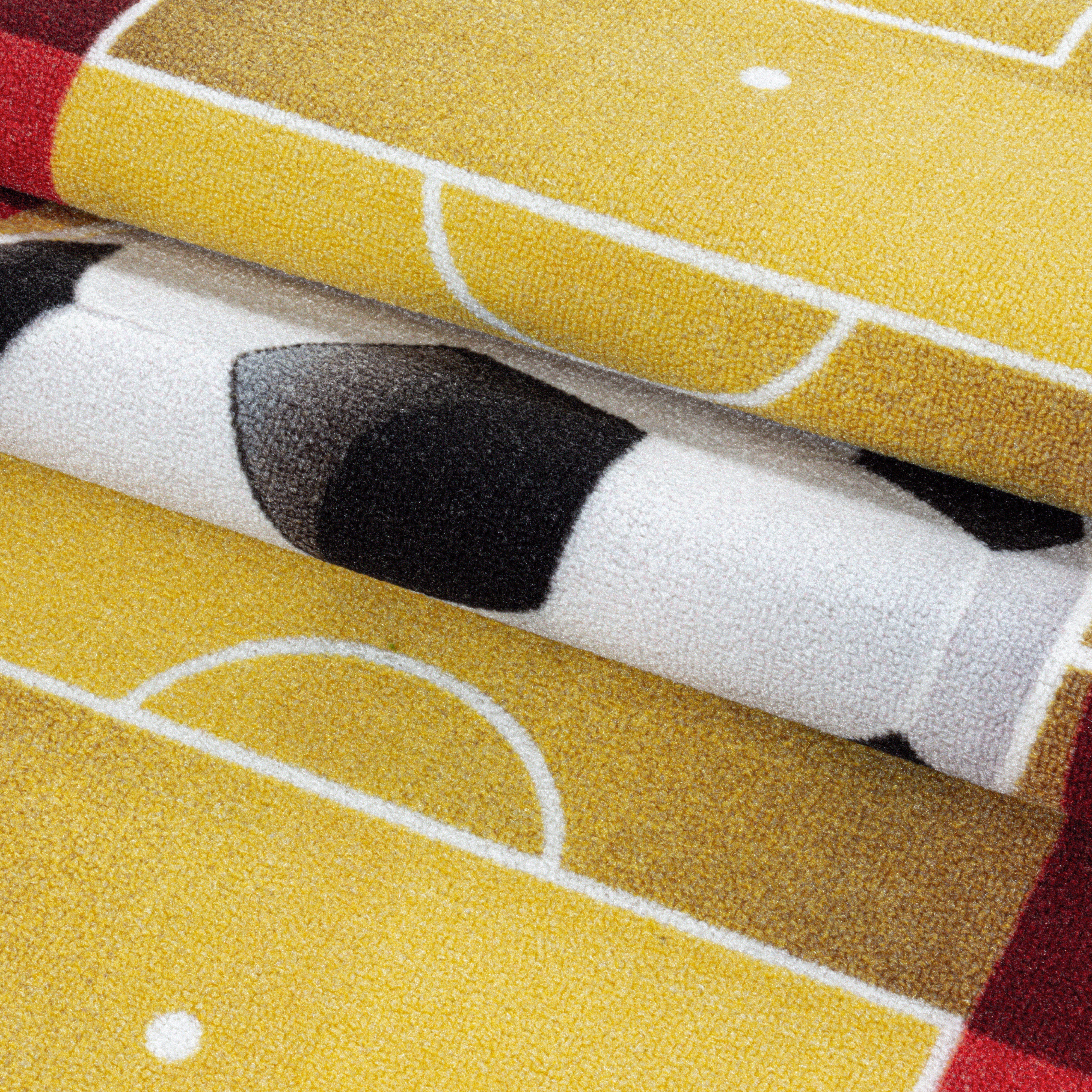 Kurzflor Teppich Kinderteppich Kinderzimmer Spielteppich Fussball Spanien Gelb - Image 7