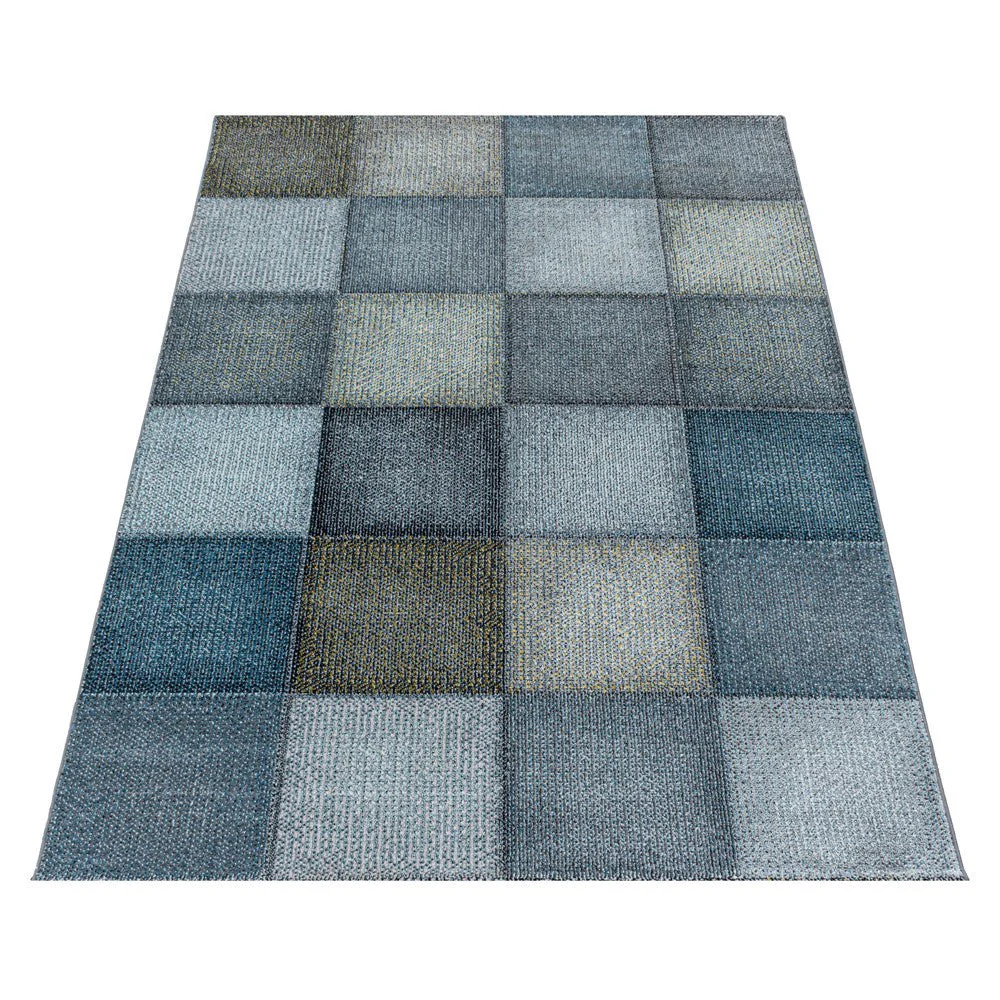 Kurzflor Teppich Modernes Quadrat Pixel Muster Weich Teppich Blau - Image 2