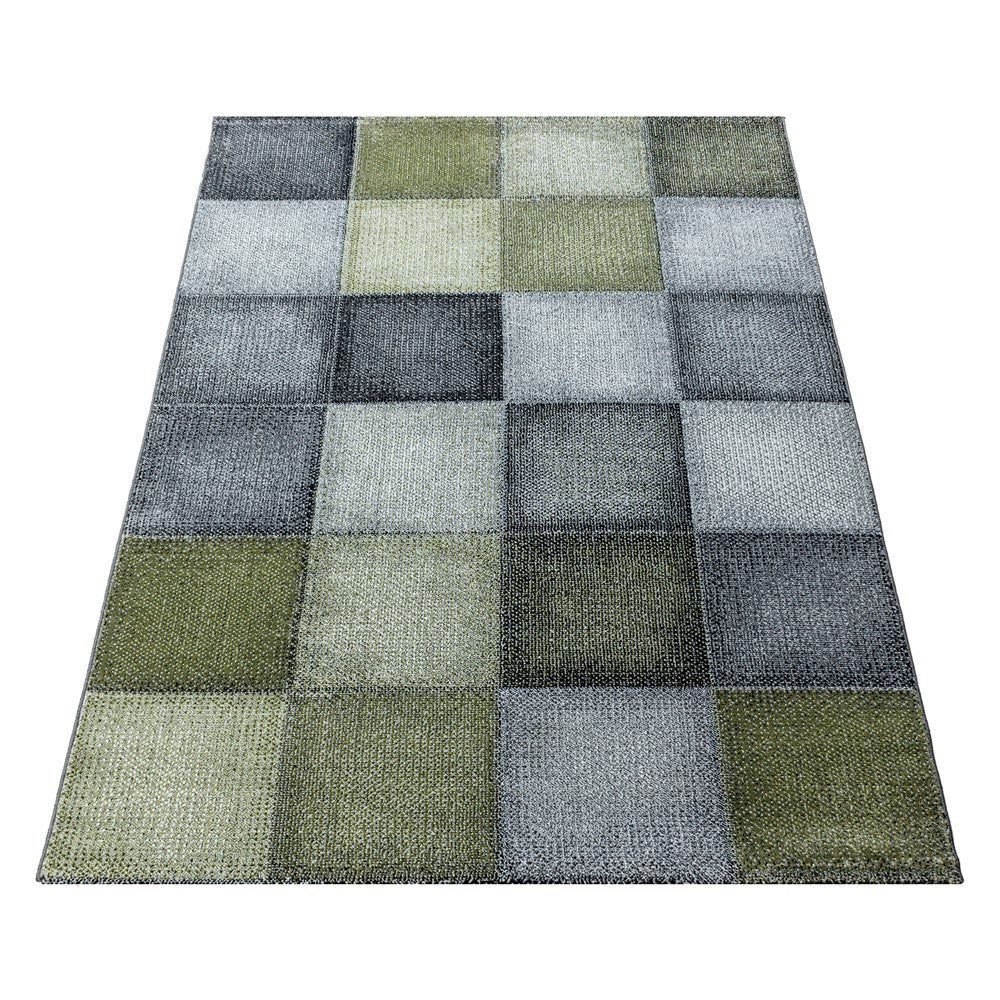 Kurzflor Teppich Modernes Quadrat Pixel Muster Weich Teppich Grün - Image 3