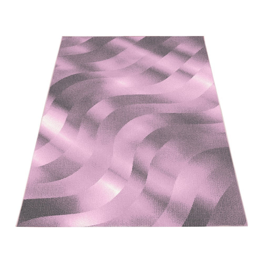 Kurzflor Teppich Wohnzimmerteppich Soft Flor Wellen Design Pink - Image 3