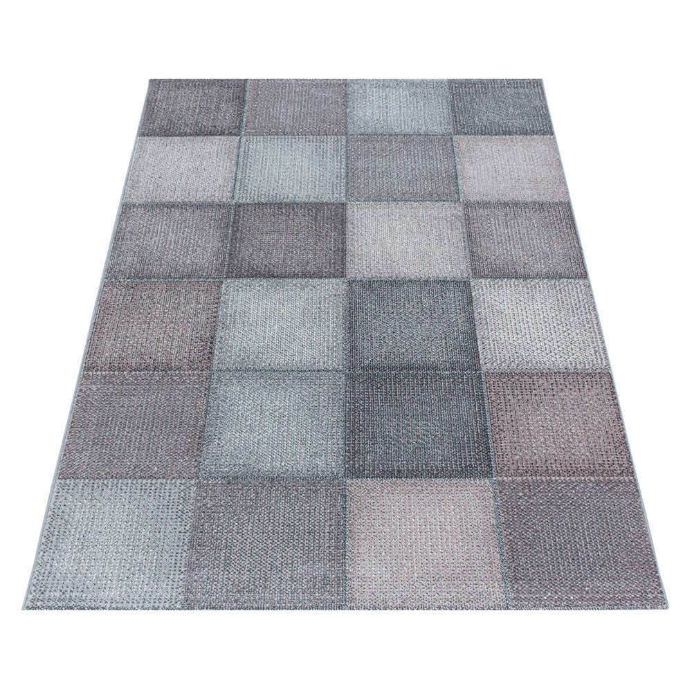 Kurzflor Teppich Zart Rosa Grau Modernes Quadrat Pixel Muster Teppich Weich - Image 4