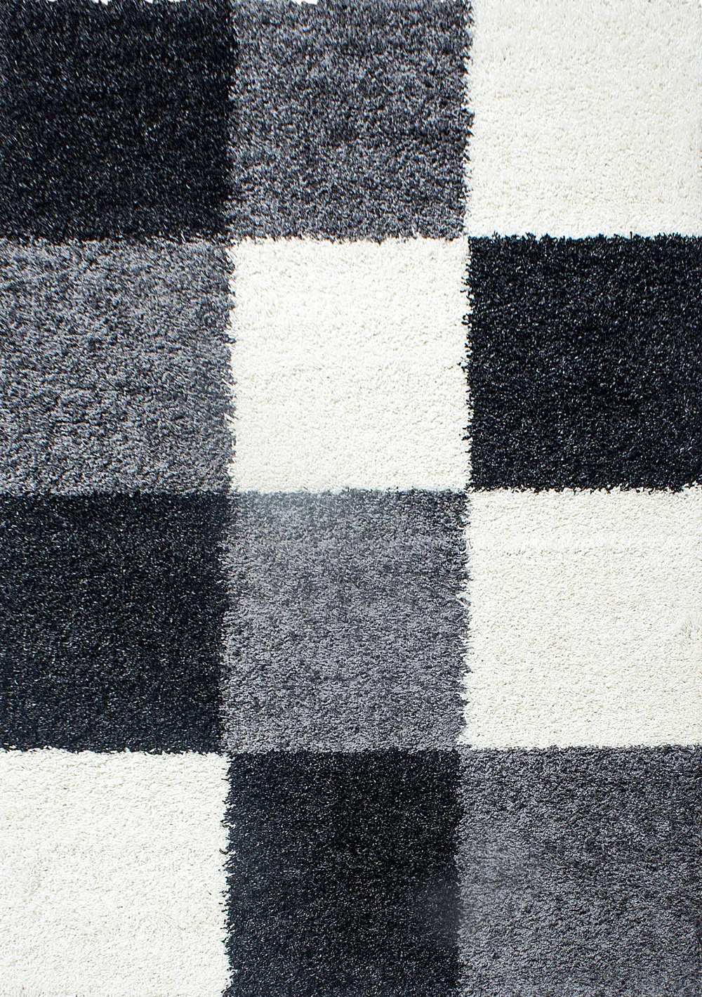 Hochflorteppiche, Kariert Design, Farbe Schwarz, Teppich für Wohnzimmer, Rücken aus Jute - Image 2