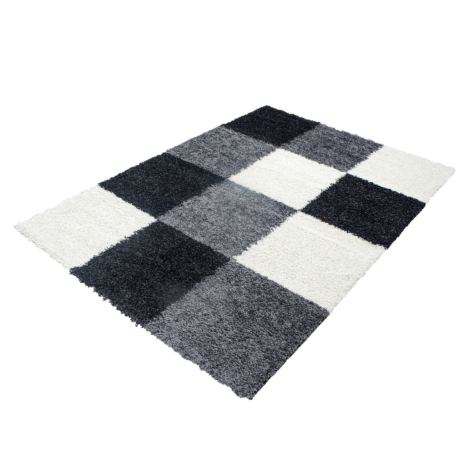 Hochflorteppiche, Kariert Design, Farbe Schwarz, Teppich für Wohnzimmer, Rücken aus Jute - Image 3