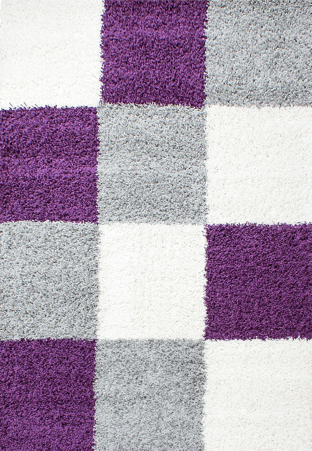 Hochflorteppiche, Kariert Design, Farbe Violett, Teppich für Wohnzimmer, Rücken aus Jute - Image 2