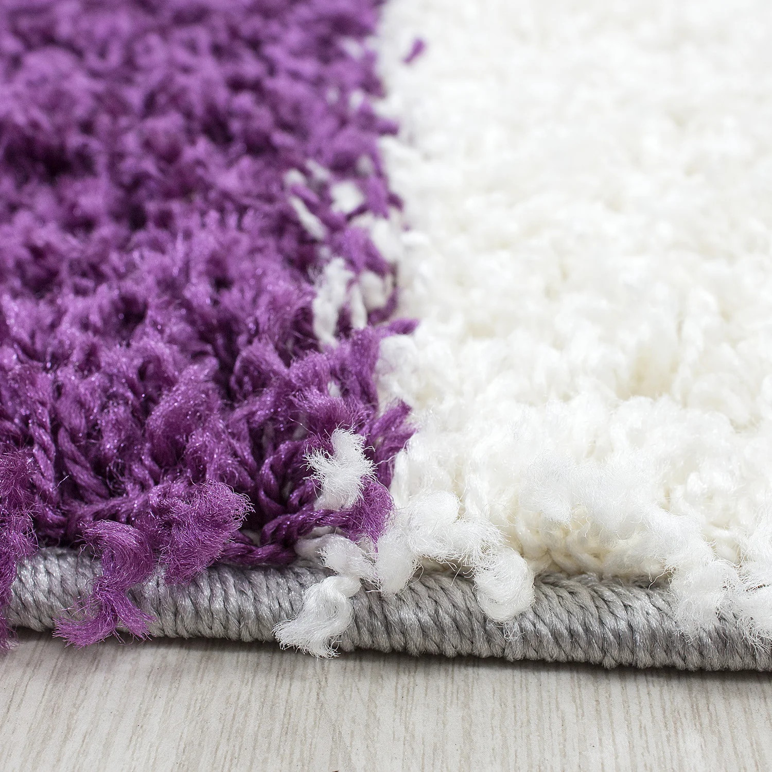 Hochflorteppiche, Kariert Design, Farbe Violett, Teppich für Wohnzimmer, Rücken aus Jute - Image 4