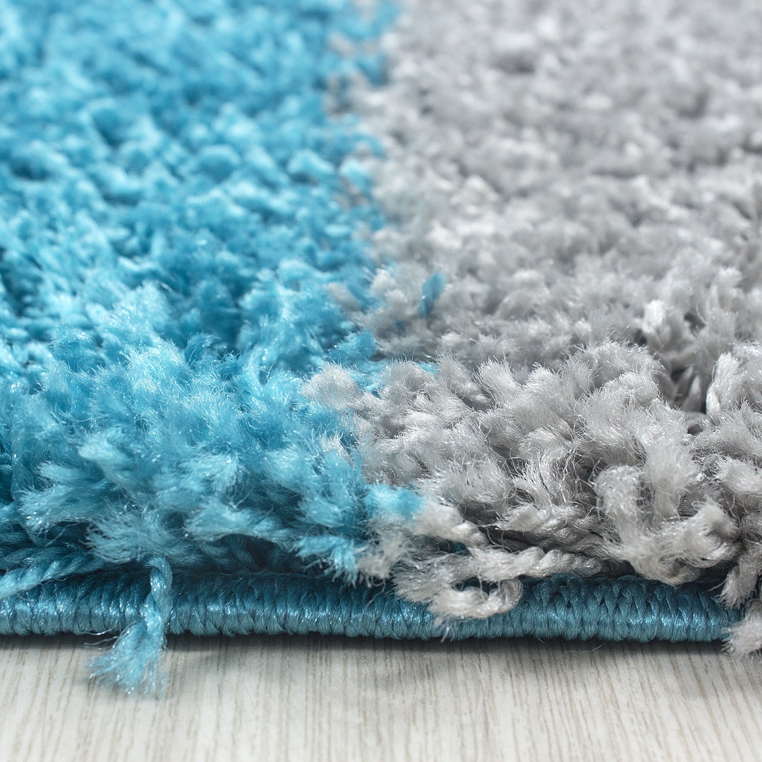 Hochflorteppiche, Kariert Design, Farbe Türkis, Teppich für Wohnzimmer, Rücken aus Jute - Image 4