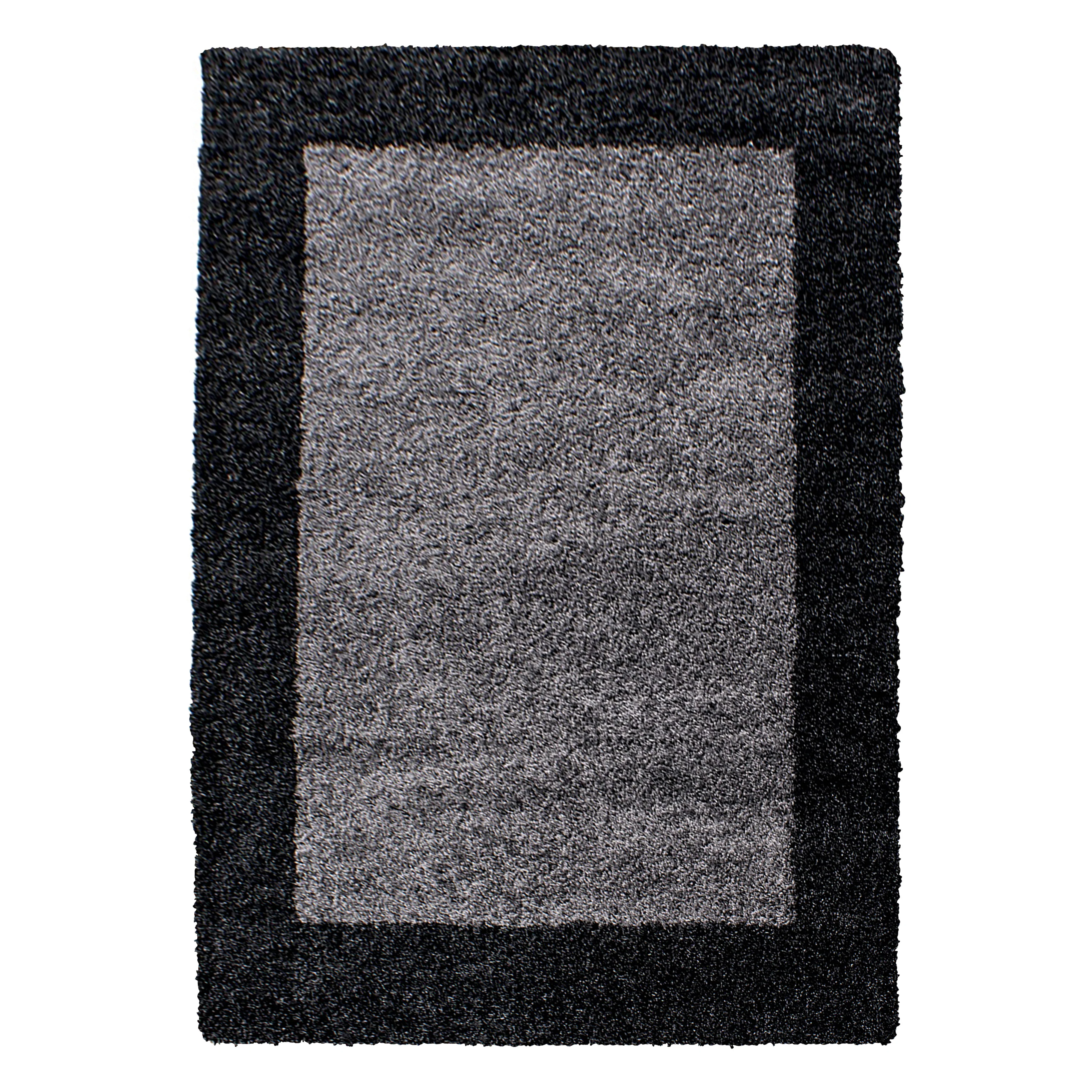 Hochflorteppiche, Bordüre Design, Farbe Anthrazit, Teppich für Wohnzimmer, Rücken aus Jute - Image 2