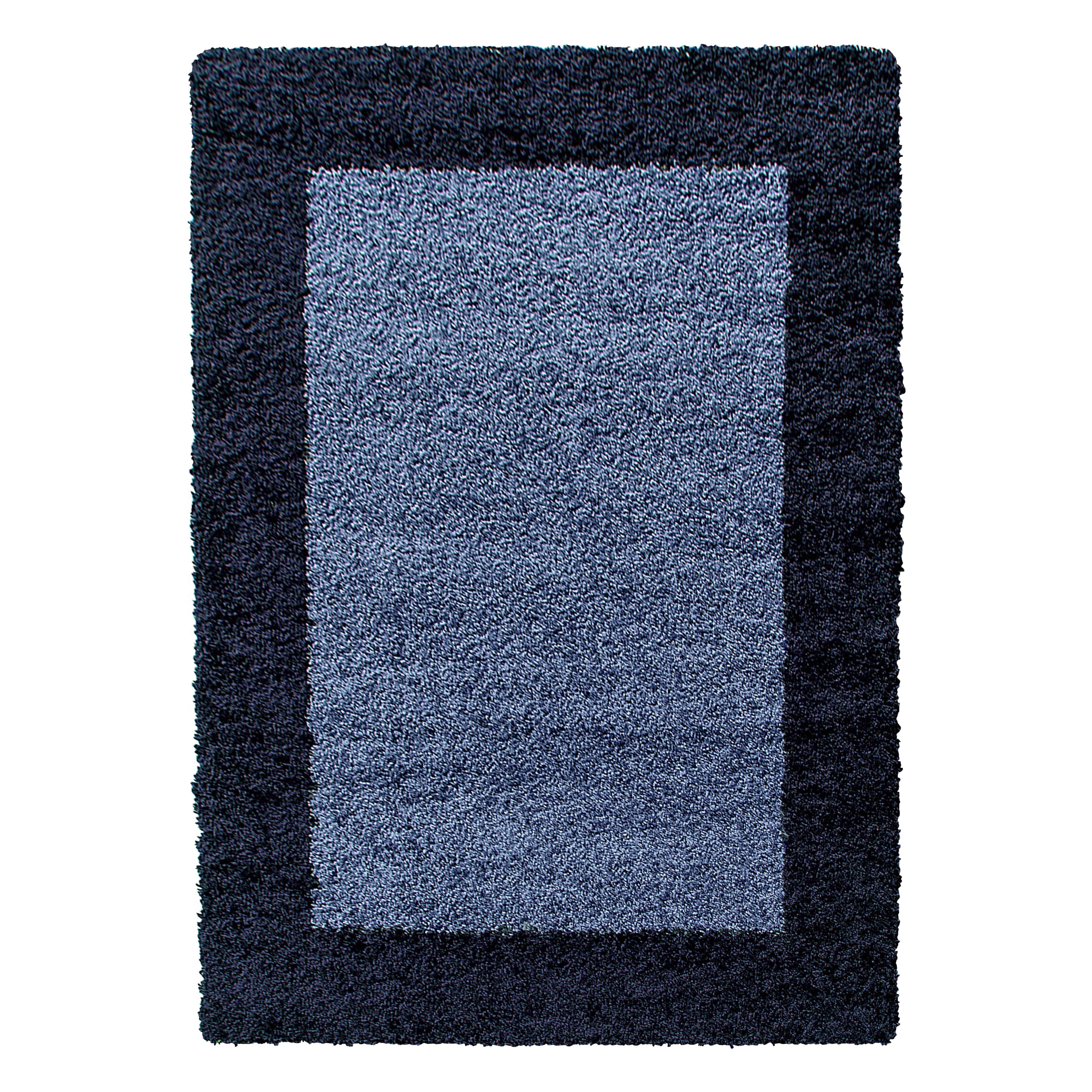 Hochflorteppiche, Bordüre Design, Farbe Marineblau, Teppich für Wohnzimmer, Rücken aus Jute - Image 2