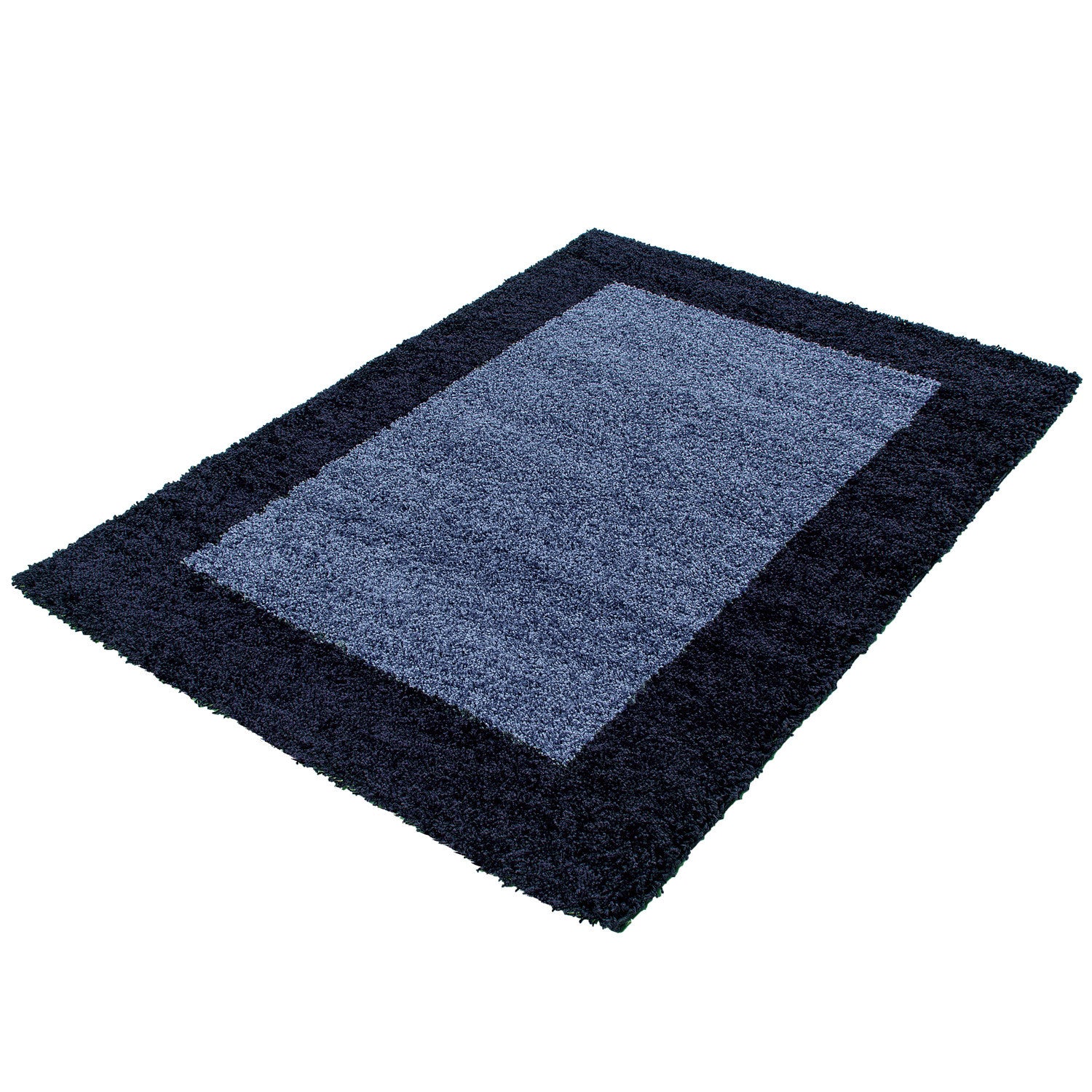 Hochflorteppiche, Bordüre Design, Farbe Marineblau, Teppich für Wohnzimmer, Rücken aus Jute - Image 3