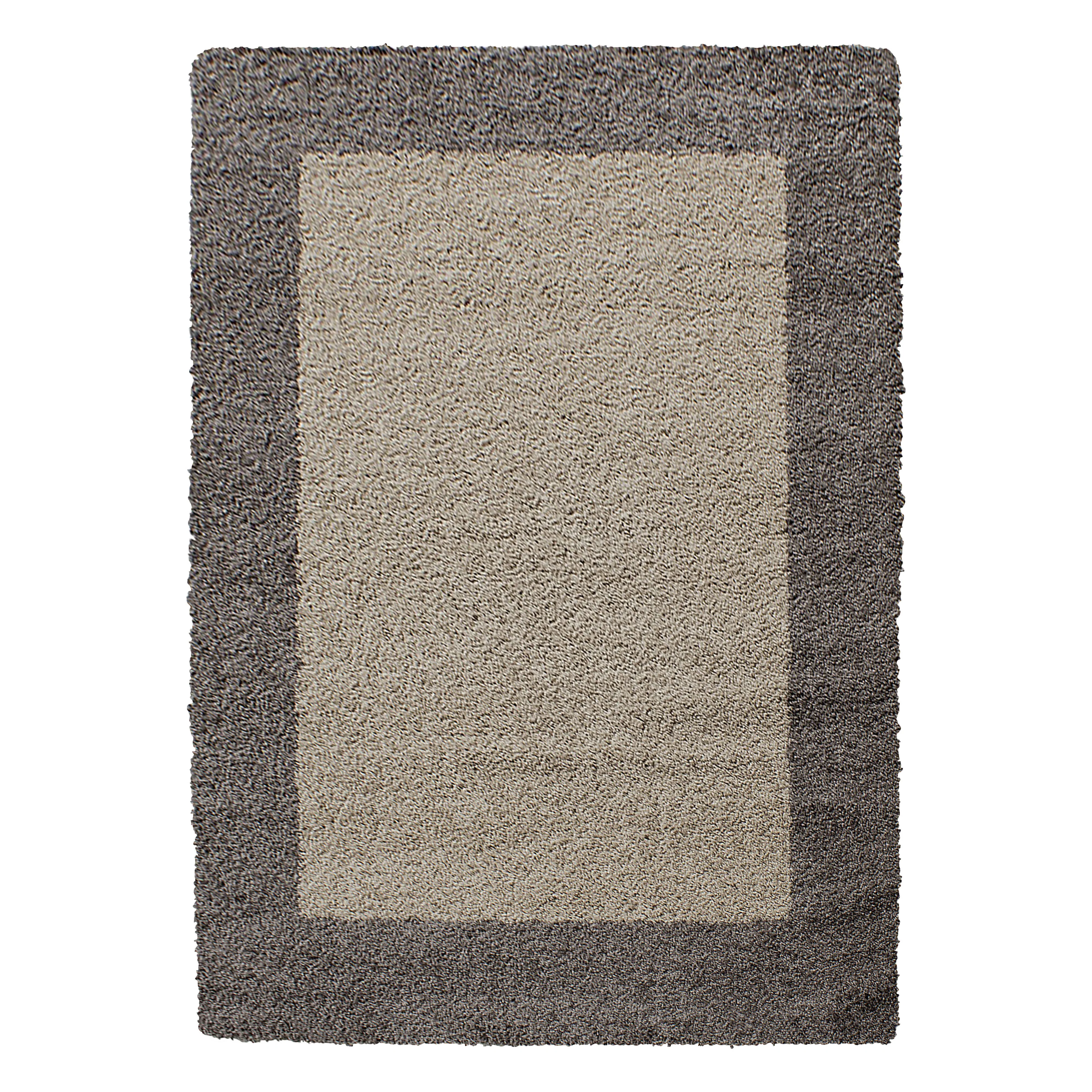 Hochflorteppiche, Bordüre Design, Farbe Taupe, Teppich für Wohnzimmer, Rücken aus Jute - Image 2