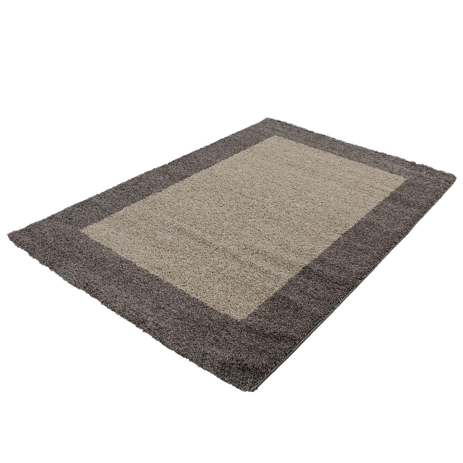 Hochflorteppiche, Bordüre Design, Farbe Taupe, Teppich für Wohnzimmer, Rücken aus Jute - Image 3