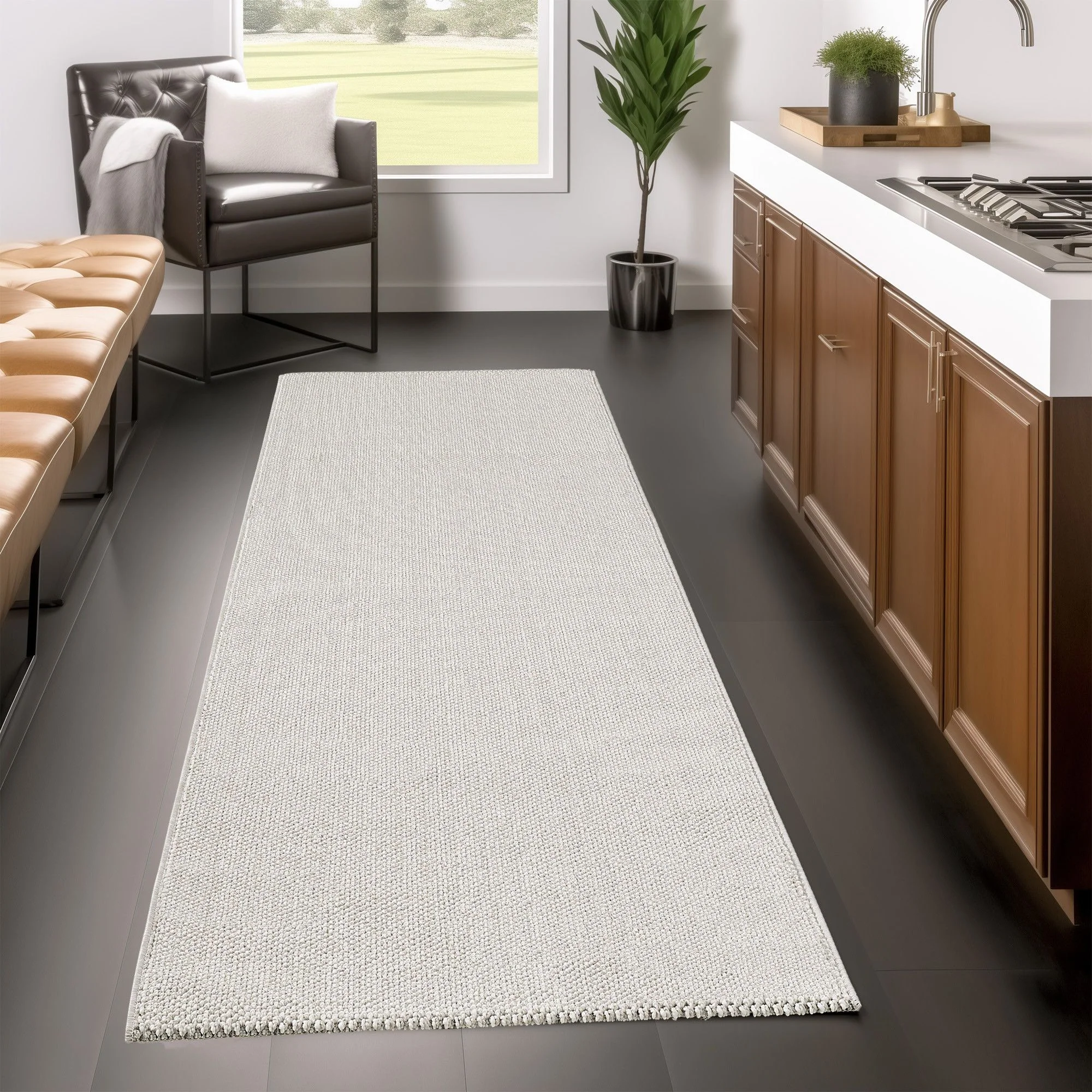 Indoor Teppich, Unicolor- Einfarbig, Farbe Creme, Teppich für Wohnzimmer, Rücken aus Polypropylen - Image 5