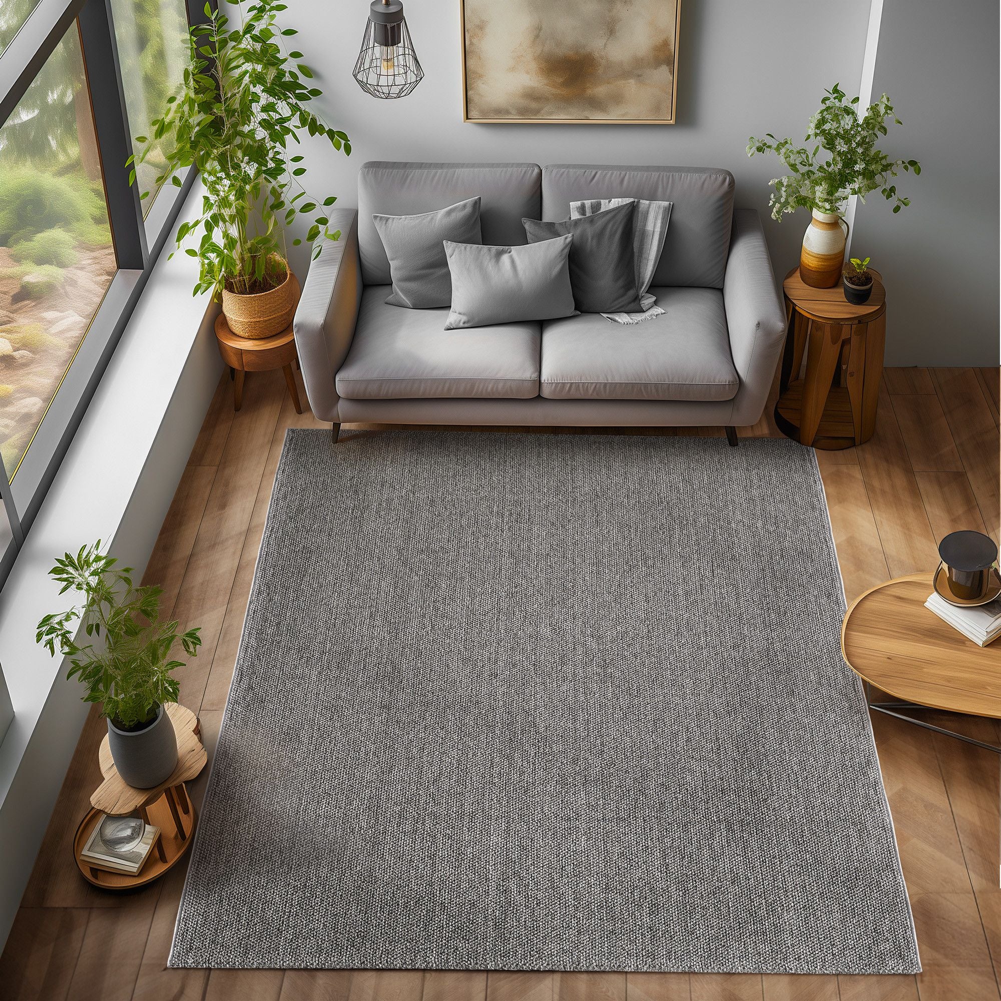 Indoor Teppich, Unicolor- Einfarbig, Farbe Grau, Teppich für Wohnzimmer, Rücken aus Polypropylen