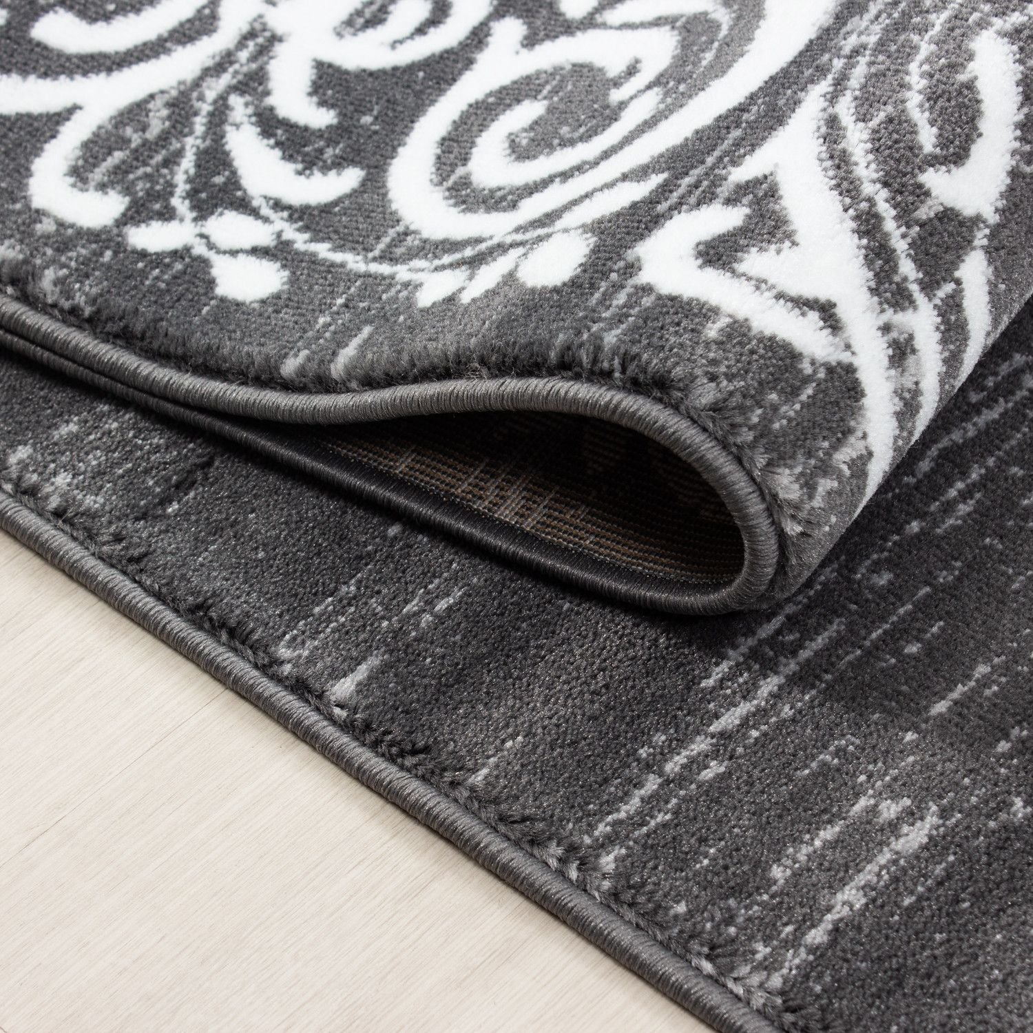 Kurzflorteppiche, Mäander-Design, Farbe Grau, Teppich für Wohnzimmer, Rücken aus Jute - Image 5