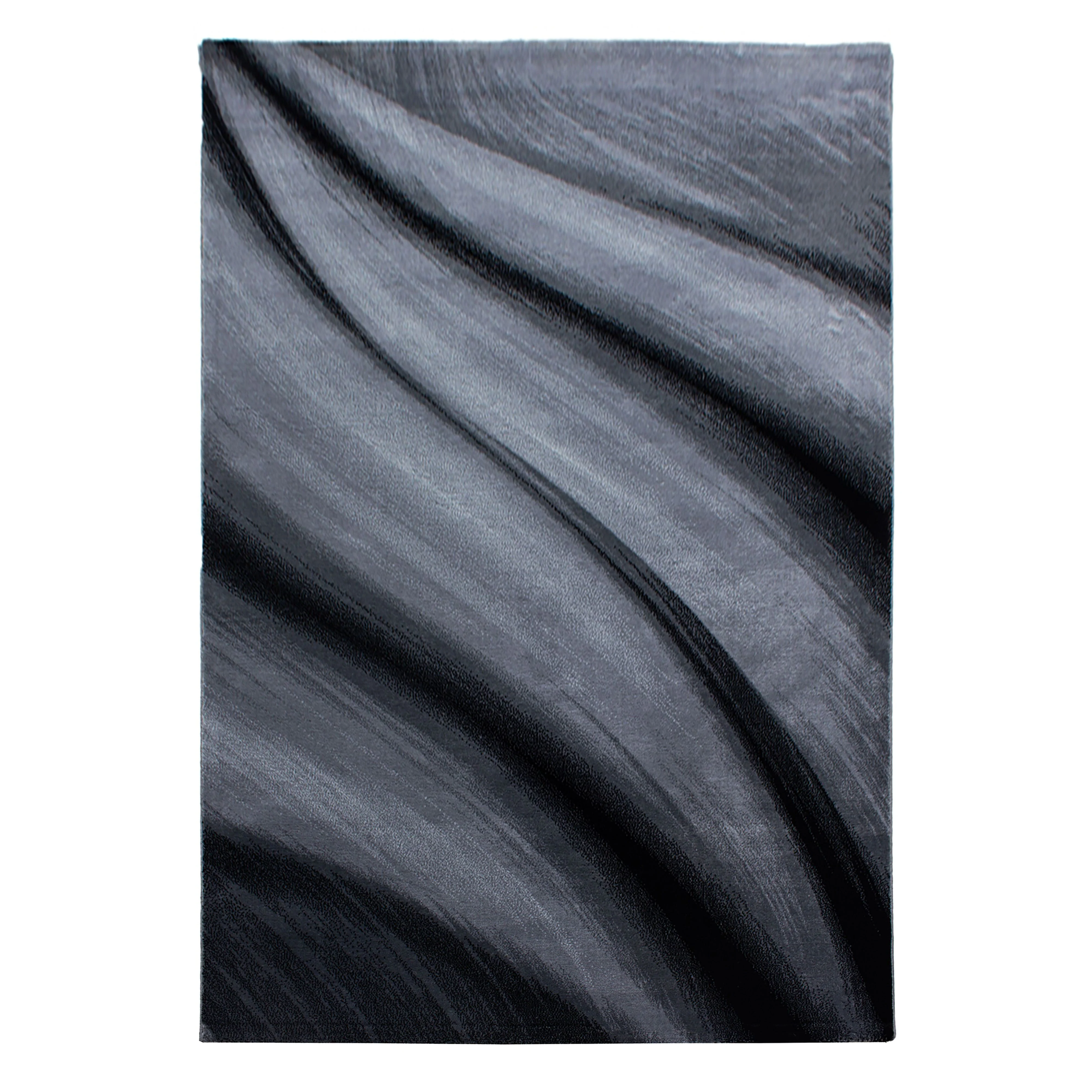 Kurzflor Teppich: Sanftes Wellenmuster in Schwarz - Image 2