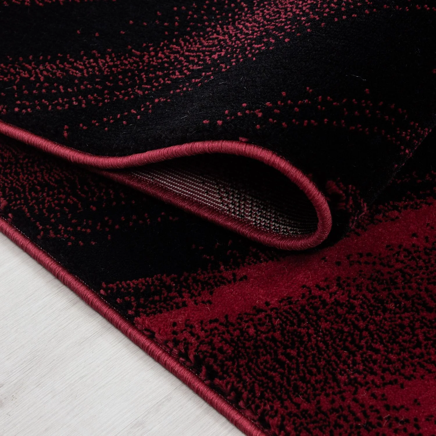 Kurzflorteppiche, Abstrakt Wellen Design, Farbe Rot, Teppich für Wohnzimmer, Rücken aus Jute - Image 5