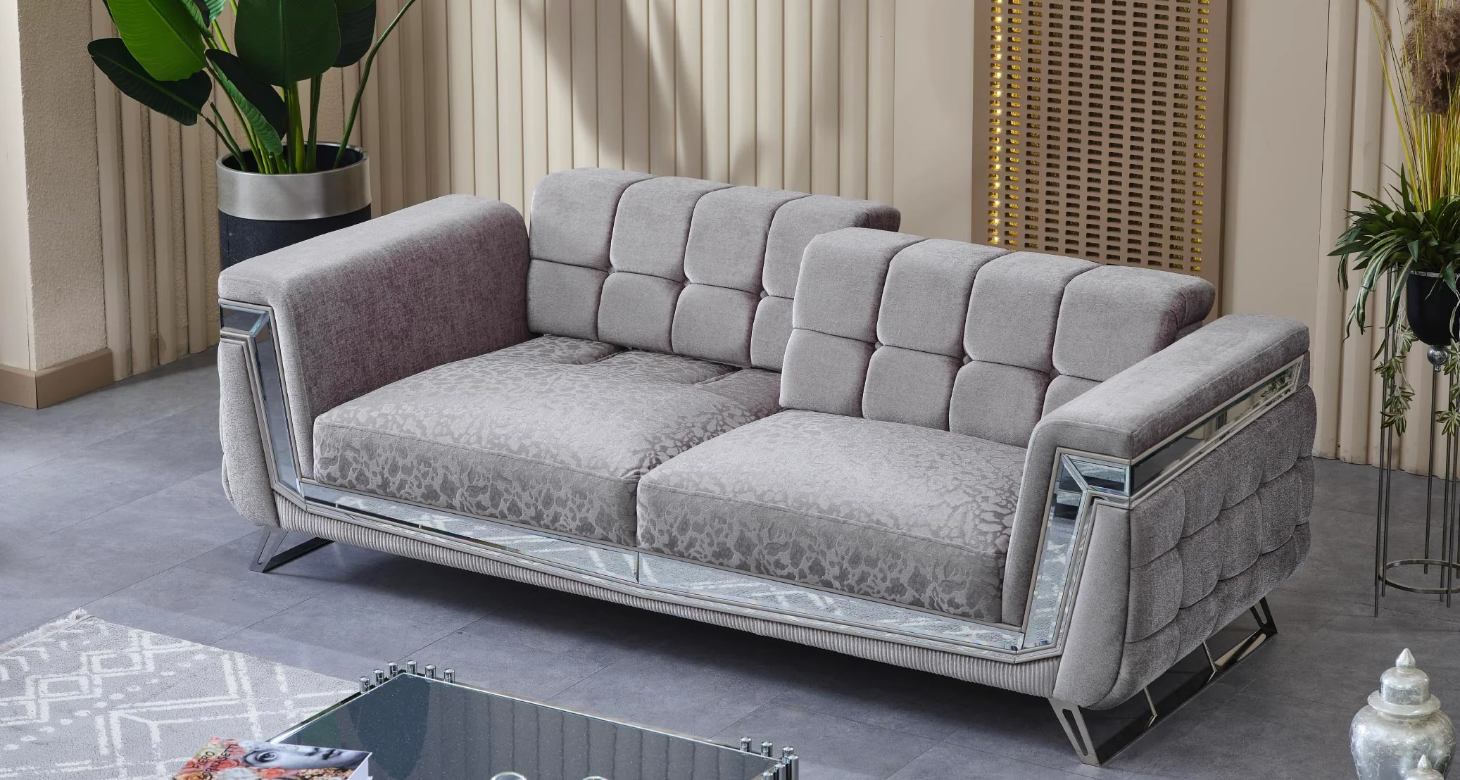 Milano Sofagarnitur Serie (Silber) - Image 4
