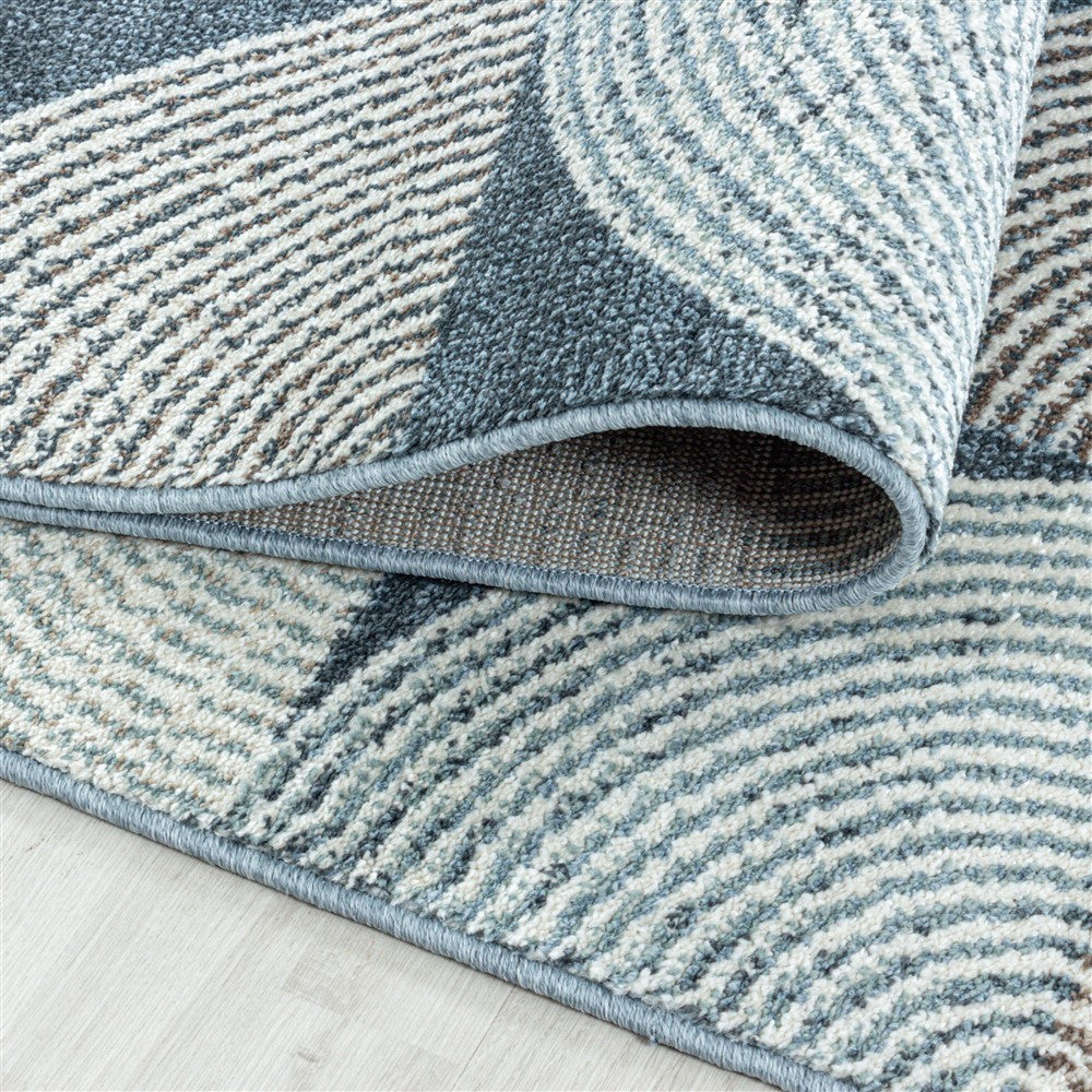 Modern Kurzflor Designer Teppich Geometrisches design Blau Grau - Image 5
