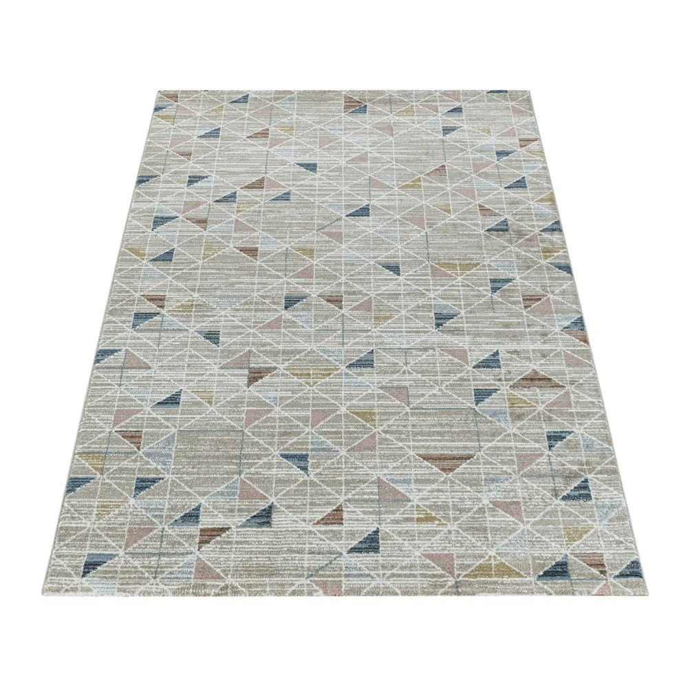 Modern Kurzflor Designer Teppich Geometrisches Dreieck design Braun Beige - Image 2