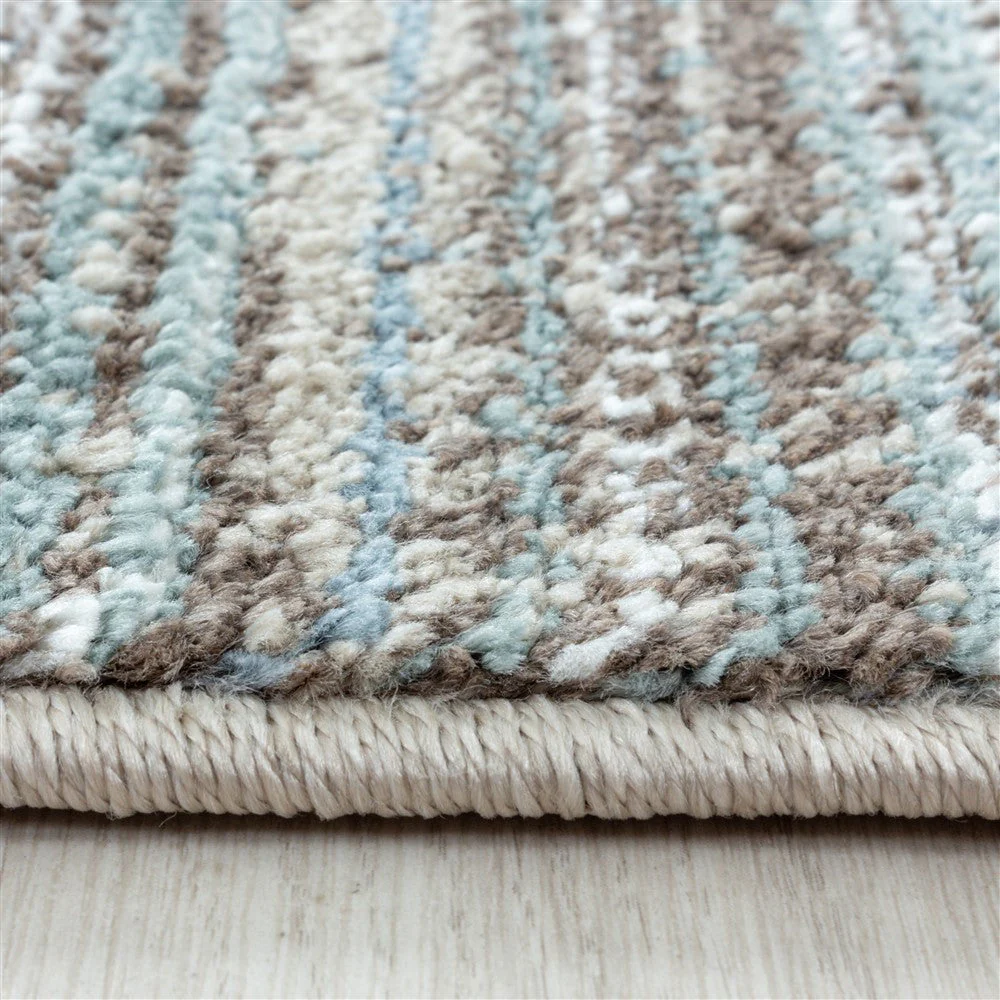 Modern Kurzflor Designer Teppich Linien design Grau Beige - Image 4