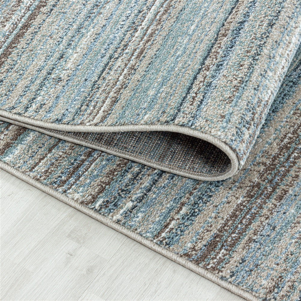 Modern Kurzflor Designer Teppich Linien design Grau Beige - Image 5