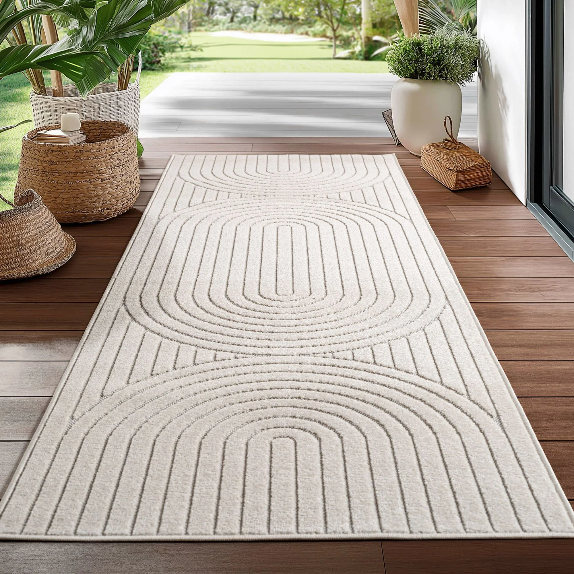 Nova Kurzflor Teppich | Creme Boho
