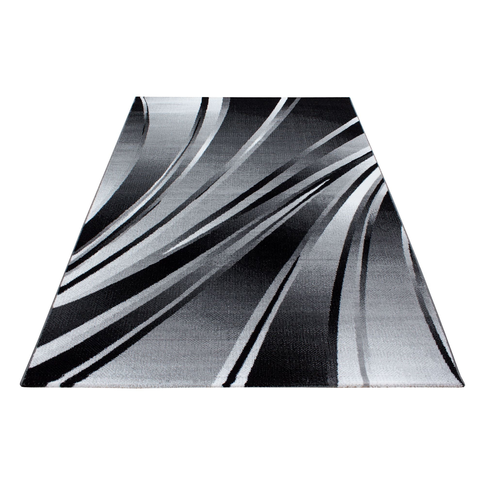 Kurzflor Teppich: Linien & Wellen Design in Schwarz - Image 3