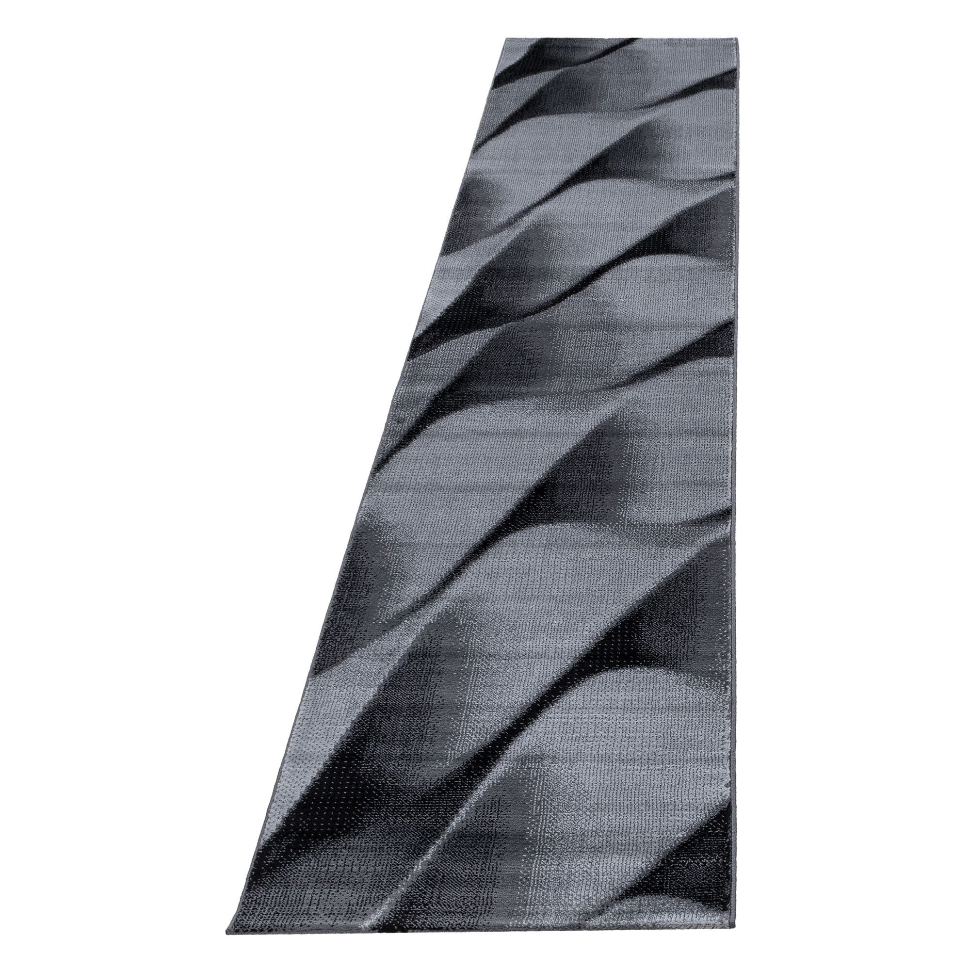 Parma Abstrakter Kurzflorteppich in Schwarz mit Wellen - Image 7