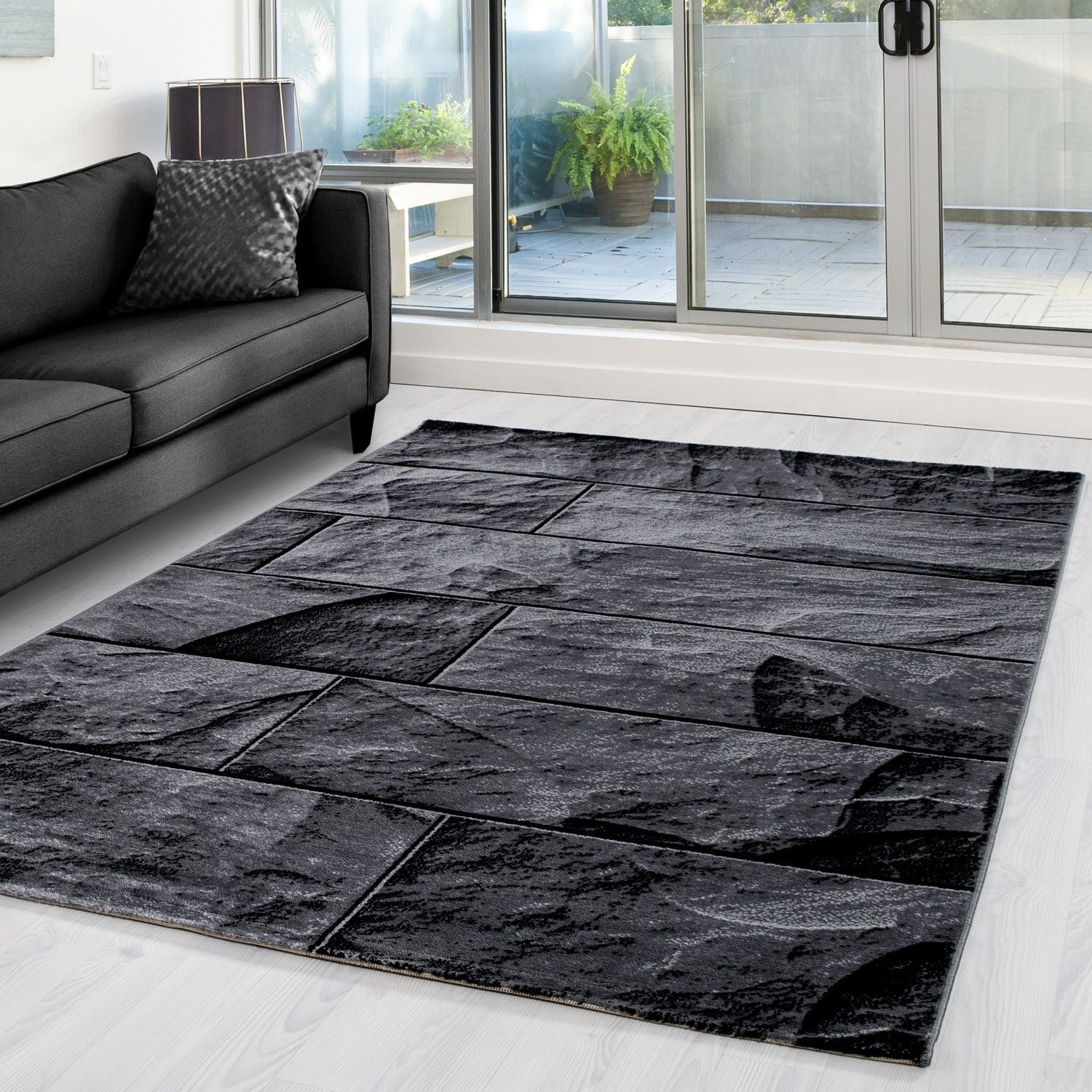 Parma Steindesign Kurzflorteppich in Schwarz