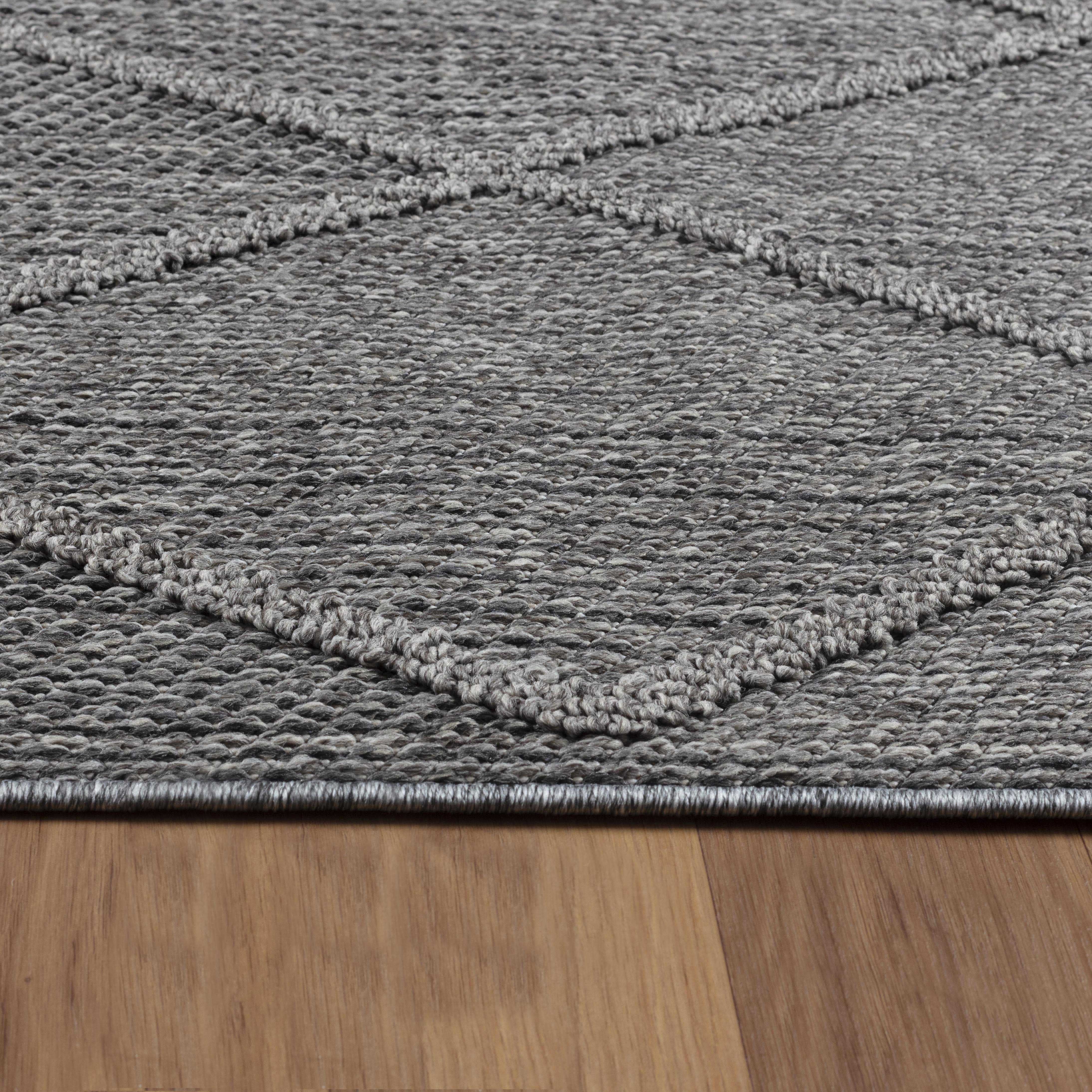 Outdoorteppiche, Berber Design, Farbe Grau, Teppich für Terasse-Balkon-Küche, Rücken aus Polypropylen
