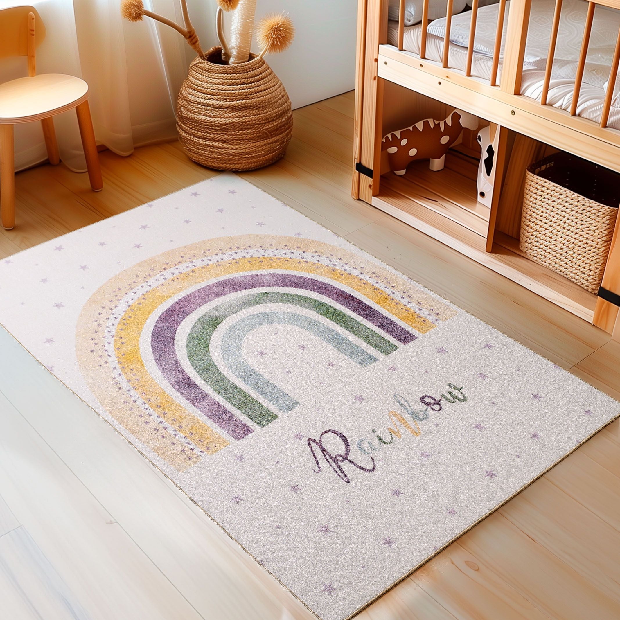 Kinderteppiche, Regenbogen, Farbe Creme, Teppich für Kinderzimmer, Rücken aus Latex