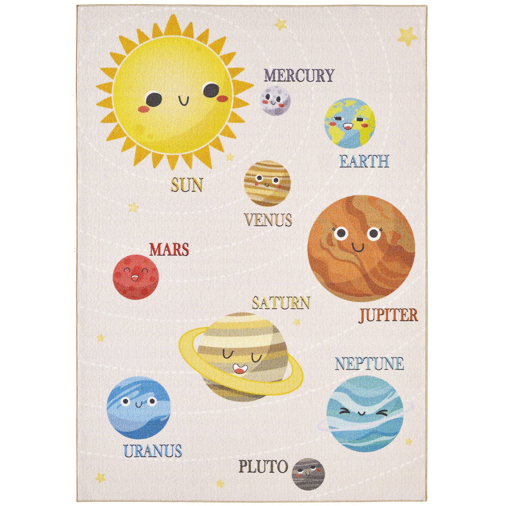 Kinderteppiche, Sonnensystem, Farbe Beige, Teppich für Kinderzimmer, Rücken aus Latex - Image 2