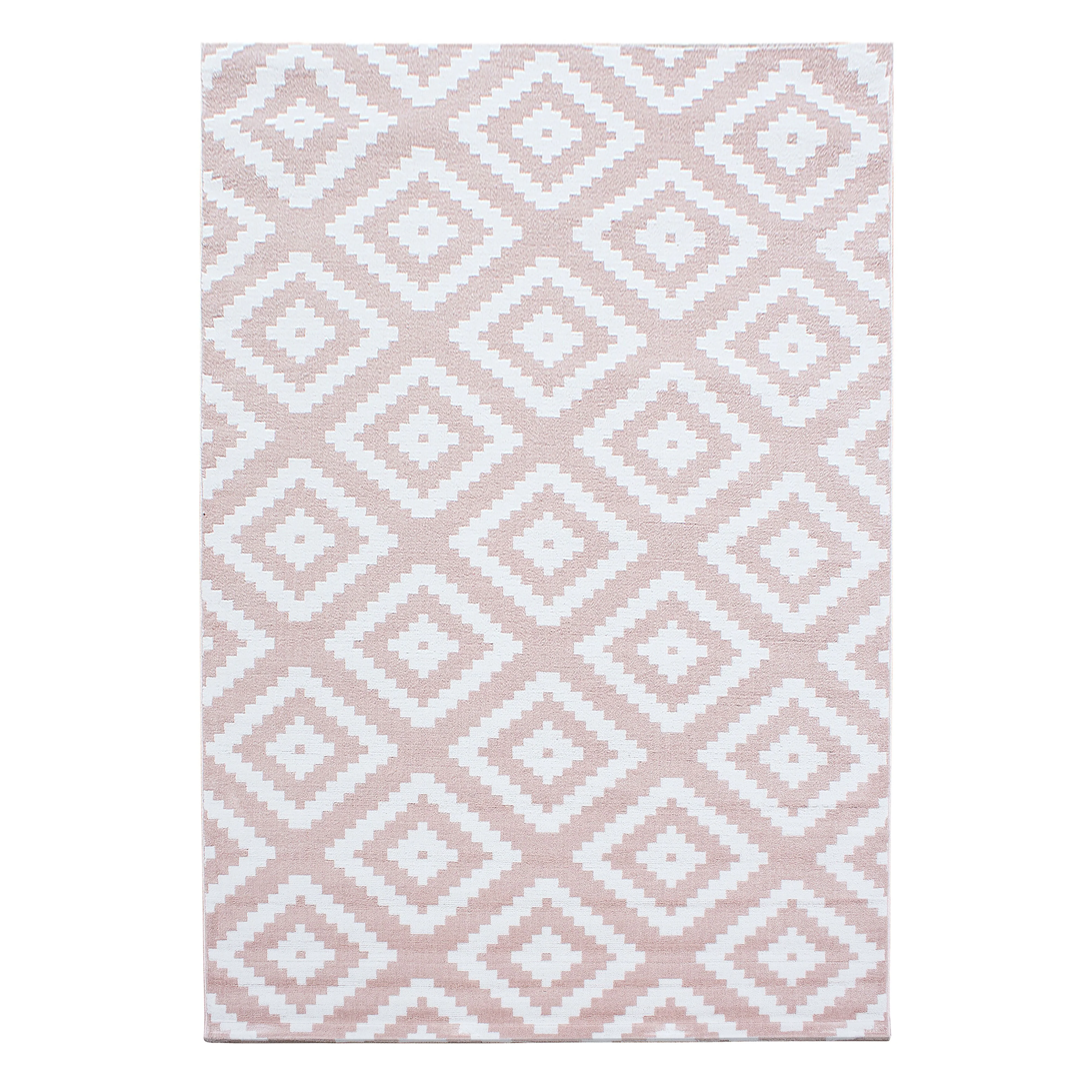 Plus Geometrischer Kurzflorteppich in Pink - Image 2