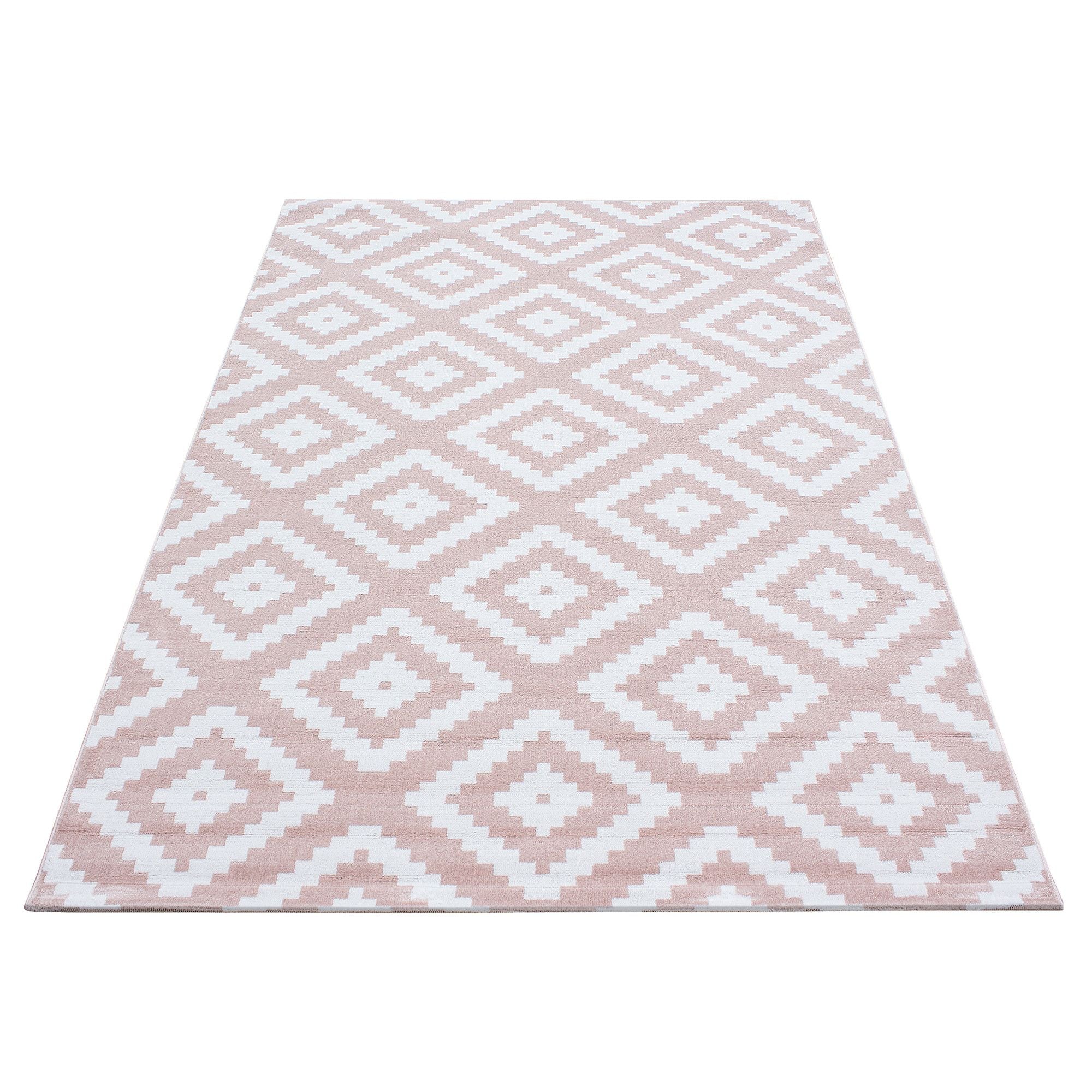 Plus Geometrischer Kurzflorteppich in Pink - Image 3