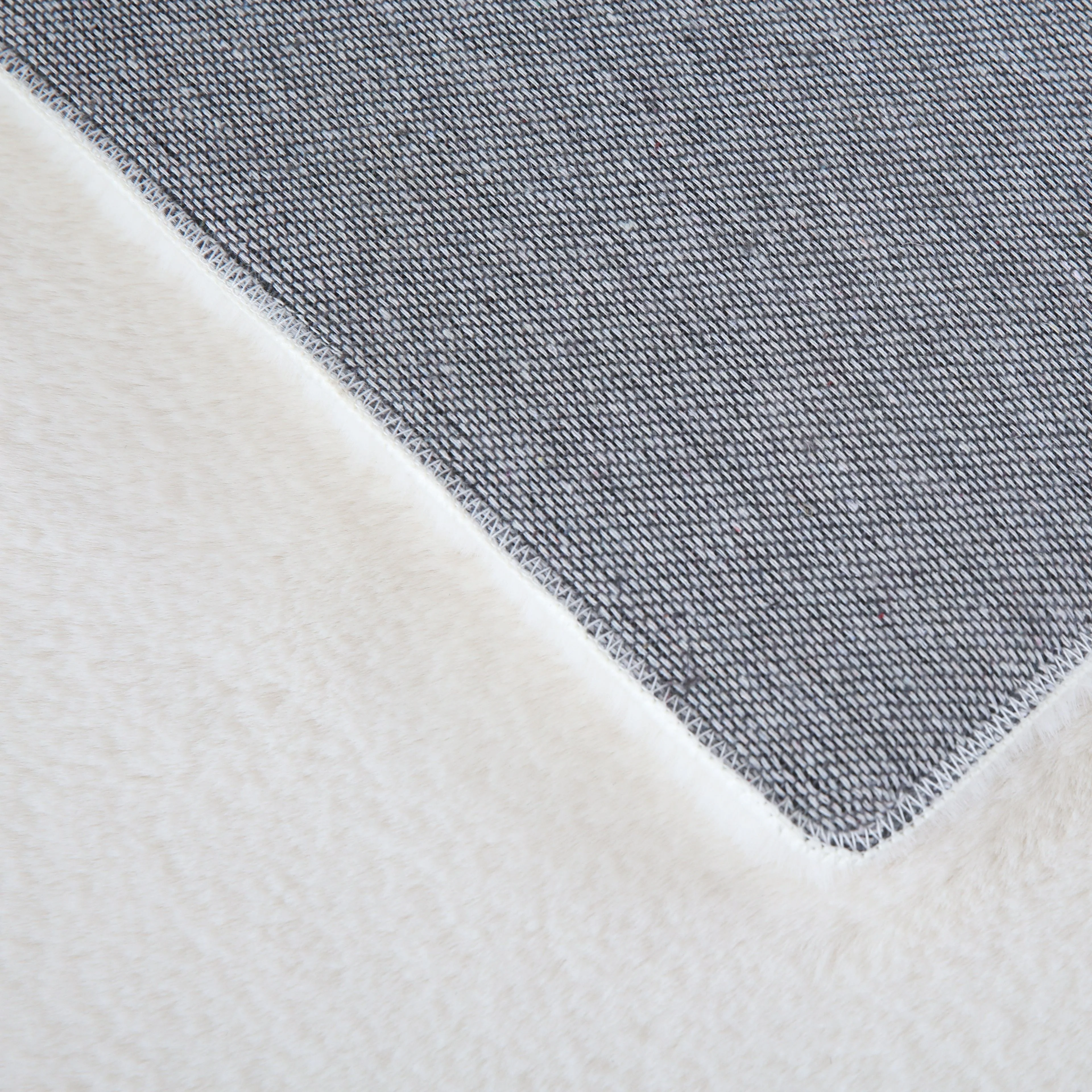 Unicolor Hochflor Teppich: Creme & Baumwolle - Image 6