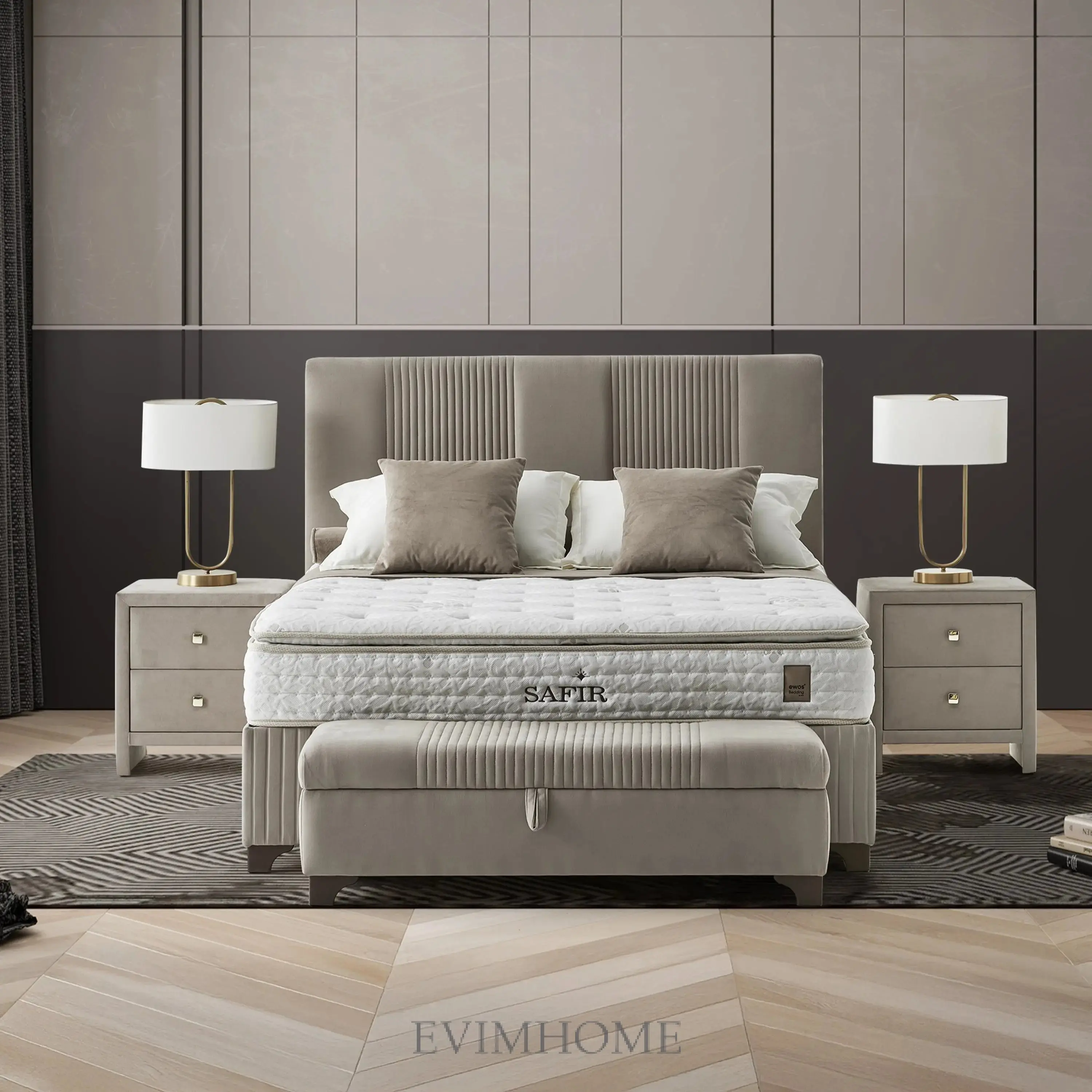 Safir Violet Boxspringbett mit Bonellfederkern Matratze