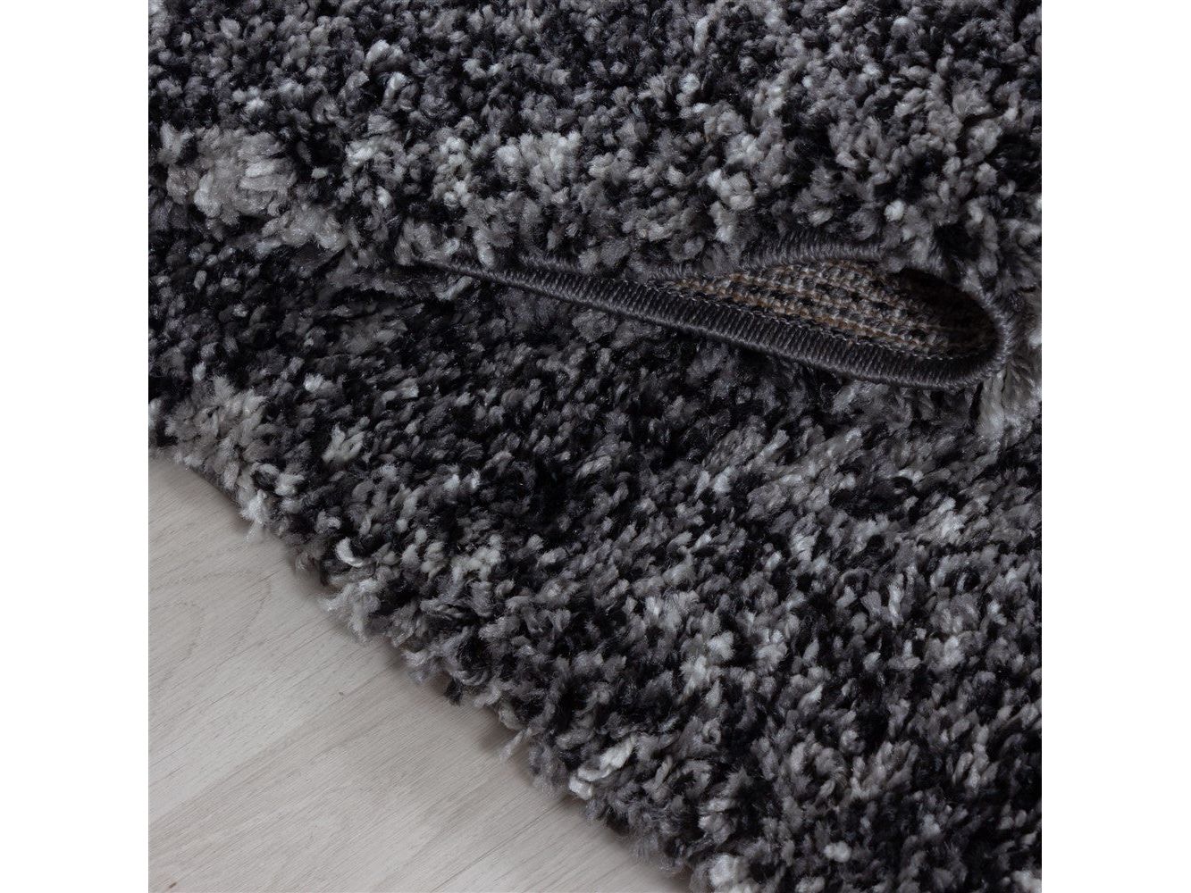 Shaggy Teppich Hochwertig Hochflor Wohnzimmer Anthrazit Grau Weiß Meliert - Image 4