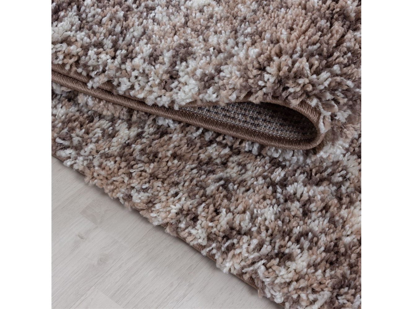 Shaggy Teppich Hochwertig Hochflor Wohnzimmer Beige Taupe Creme Meliert - Image 4