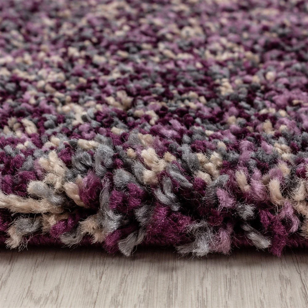 Shaggy Teppich Hochwertig Hochflor Wohnzimmer Lila Grau Beige Meliert - Image 5